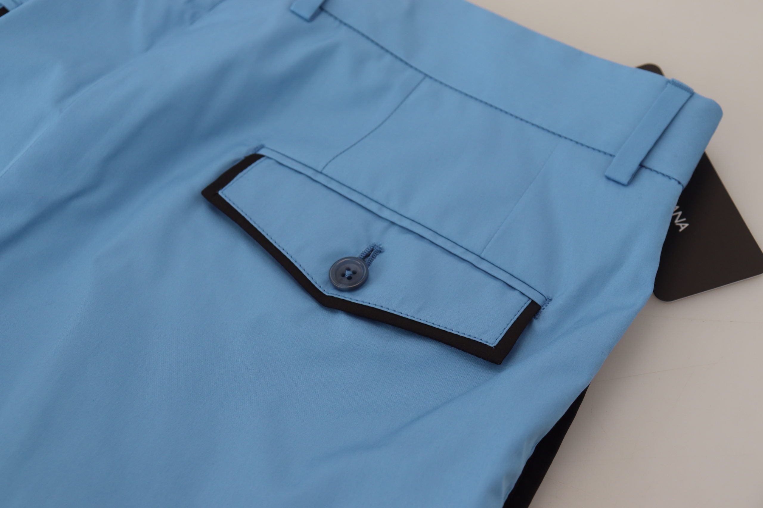 Dolce & Gabbana Blue Cotton Silk Trousers Chinos Pants Dolce & Gabbana