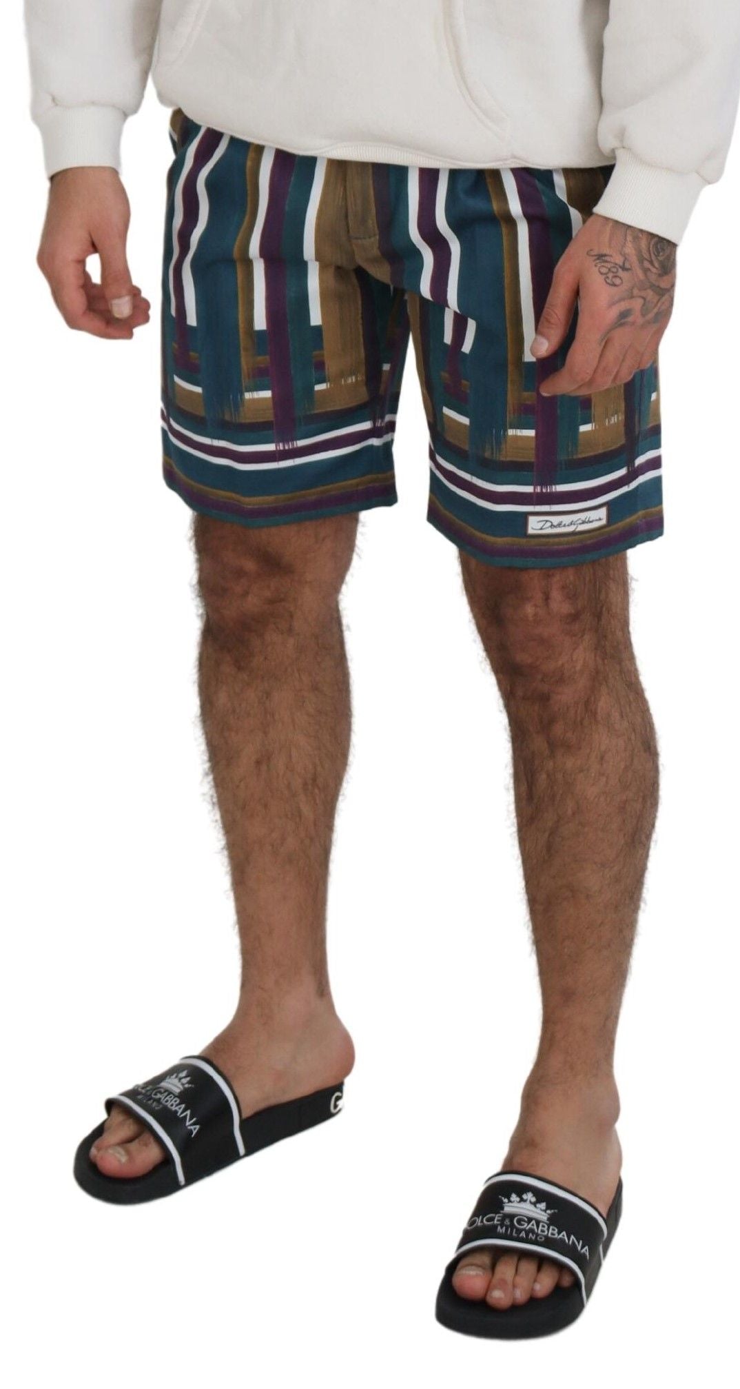 Dolce & Gabbana Multicolor Striped Stretch Cotton Shorts Dolce & Gabbana