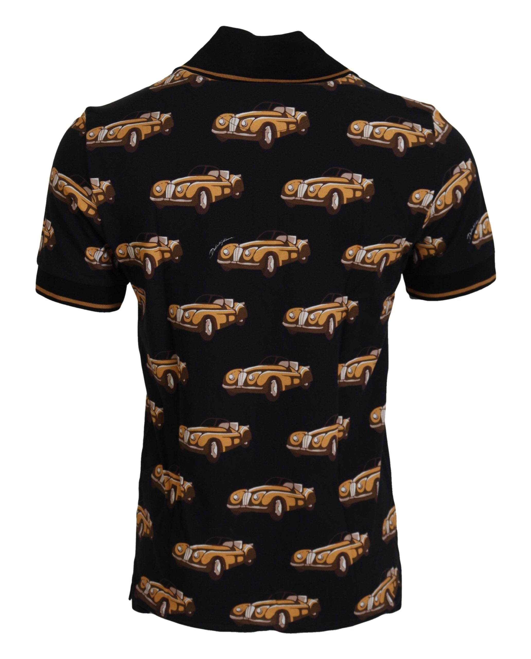 Dolce & Gabbana Black Car Print Short Sleeve Polo T-shirt Dolce & Gabbana