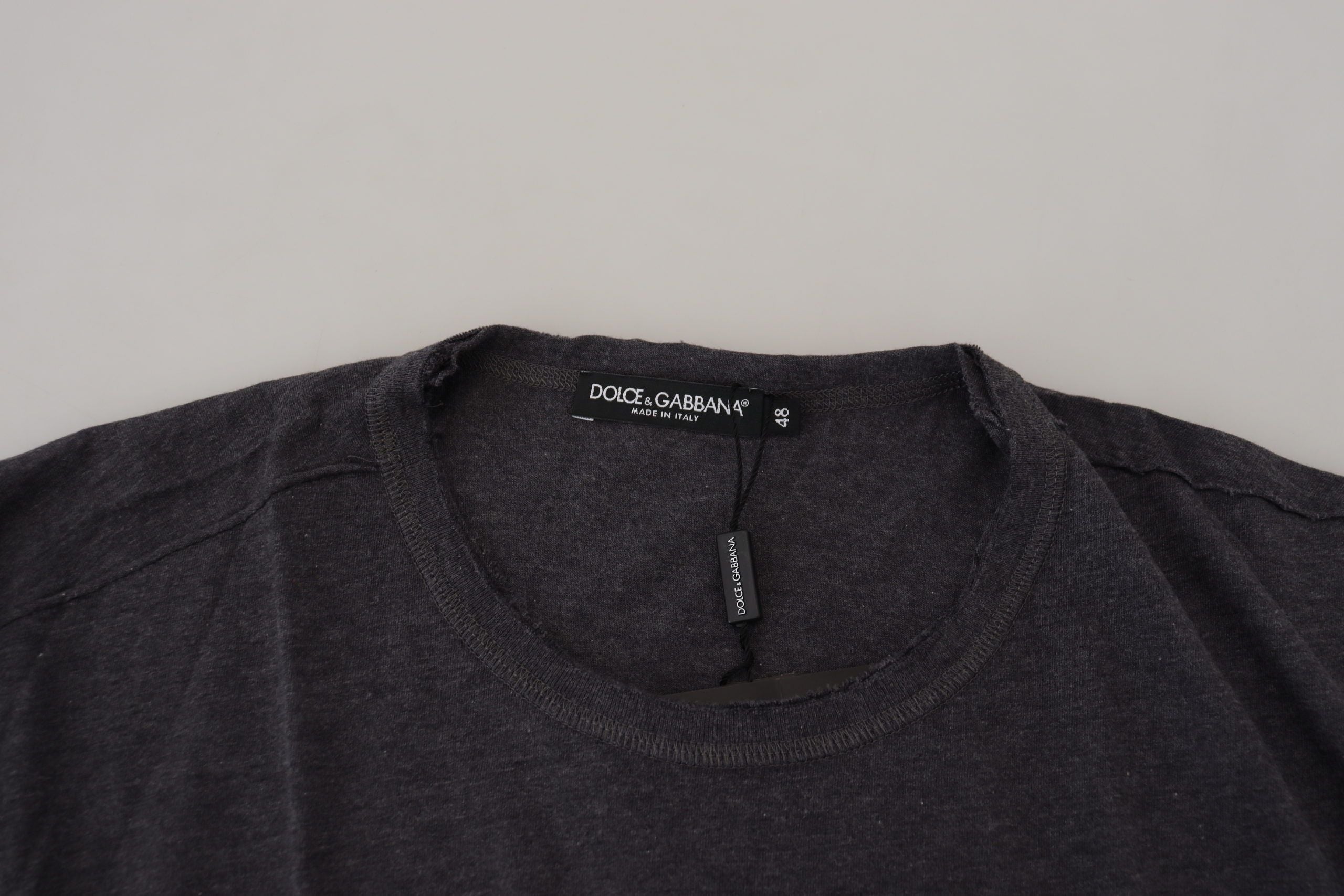 Dolce & Gabbana Gray Crewneck Cotton Short Sleeve T-shirt Dolce & Gabbana