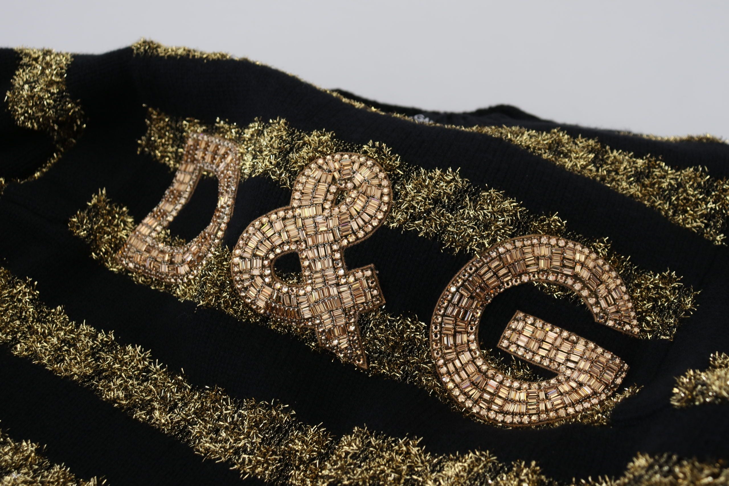 Dolce & Gabbana Black Gold D&G Crystal Cashmere Sweater Dolce & Gabbana