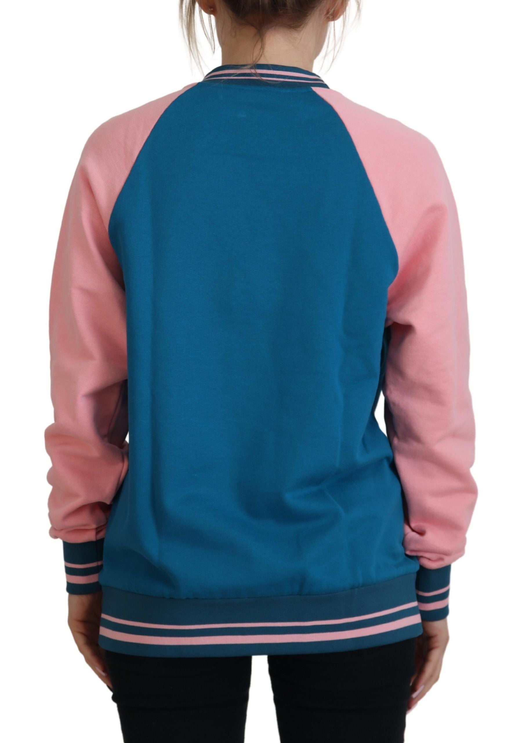 Dolce & Gabbana Blue Pink Queen Sequin Crystal Sweater Dolce & Gabbana