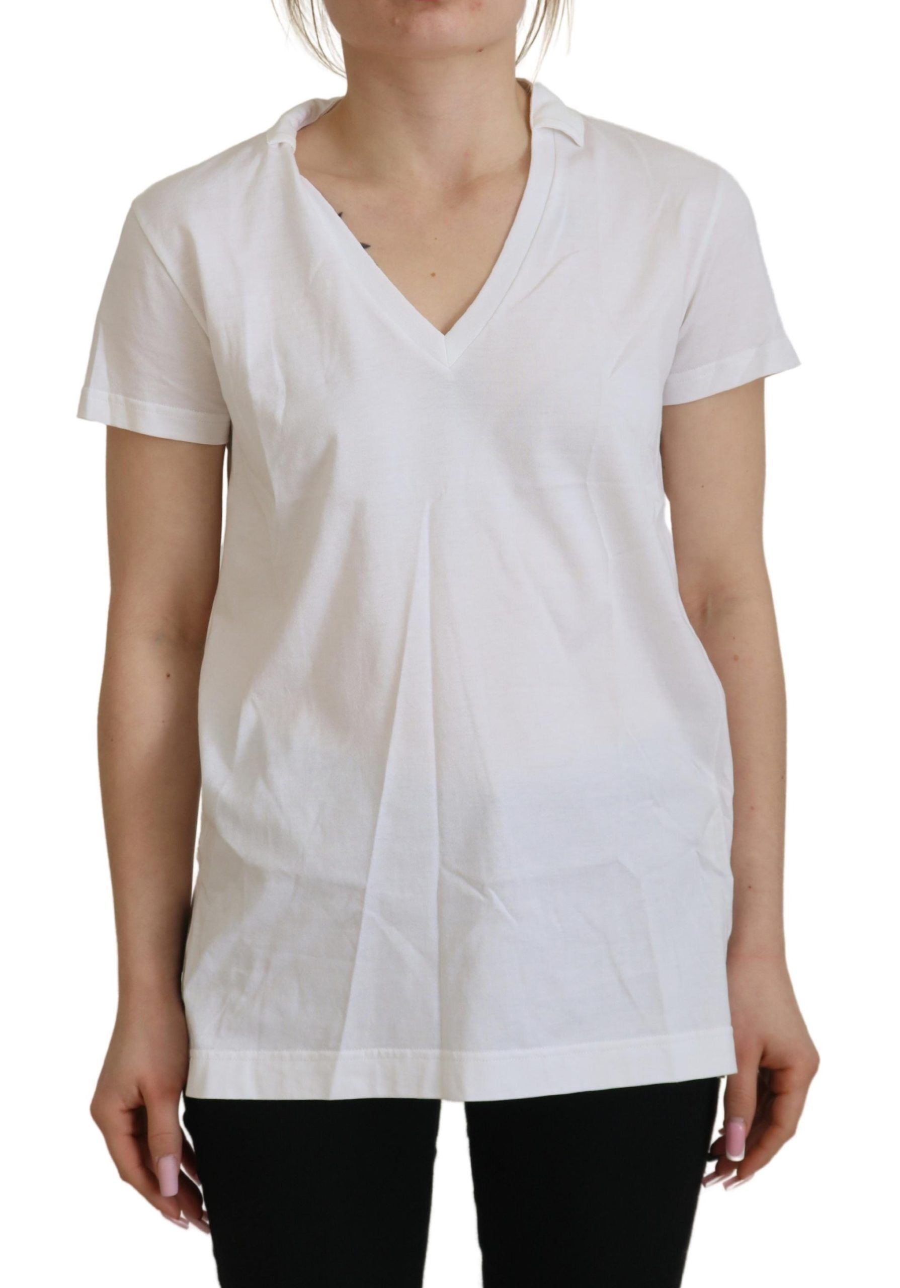 Dolce & Gabbana White Short Sleeve V-neck Cotton Top Blouse T-shirt Dolce & Gabbana