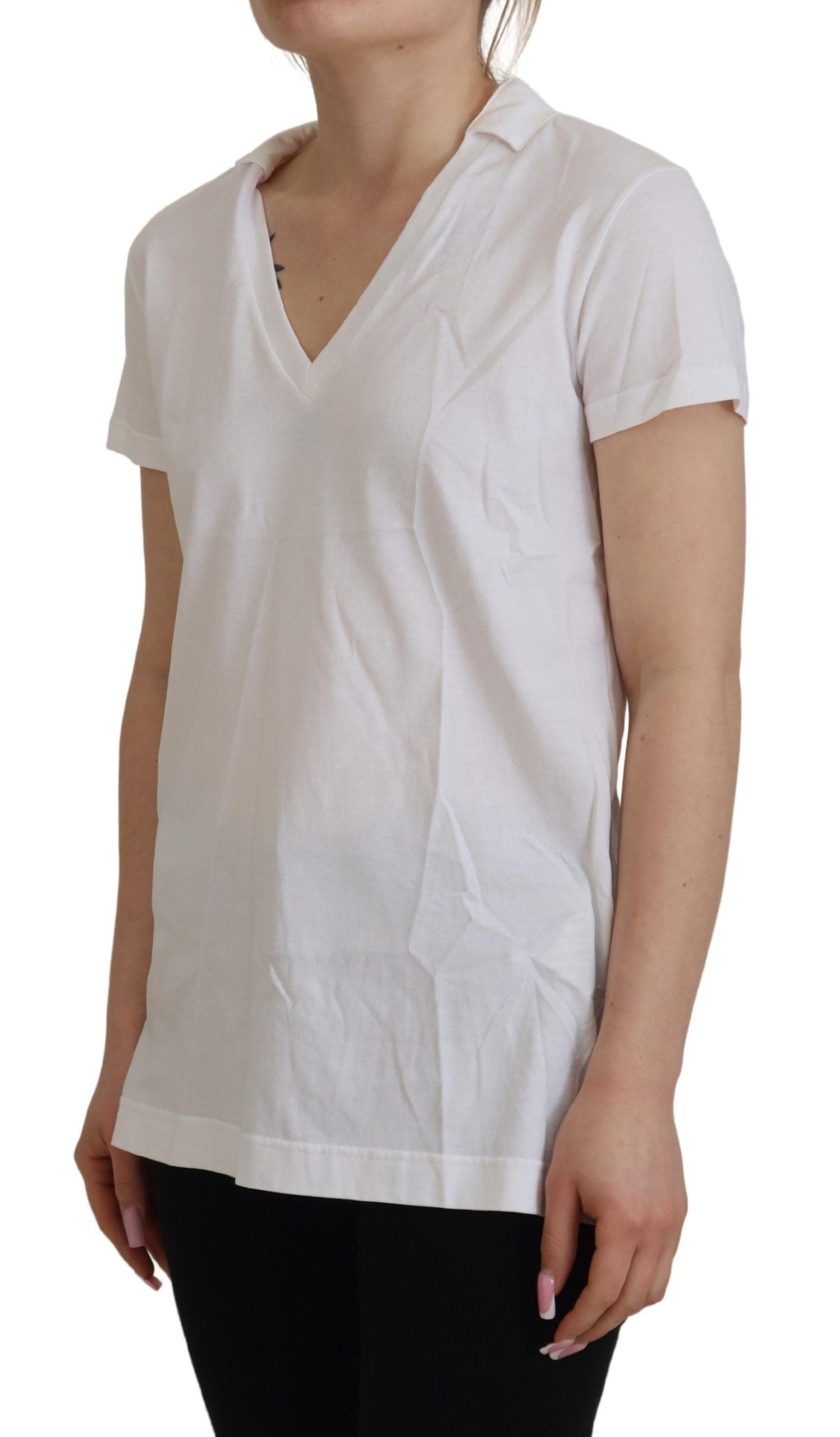 Dolce & Gabbana White Short Sleeve V-neck Cotton Top Blouse T-shirt Dolce & Gabbana