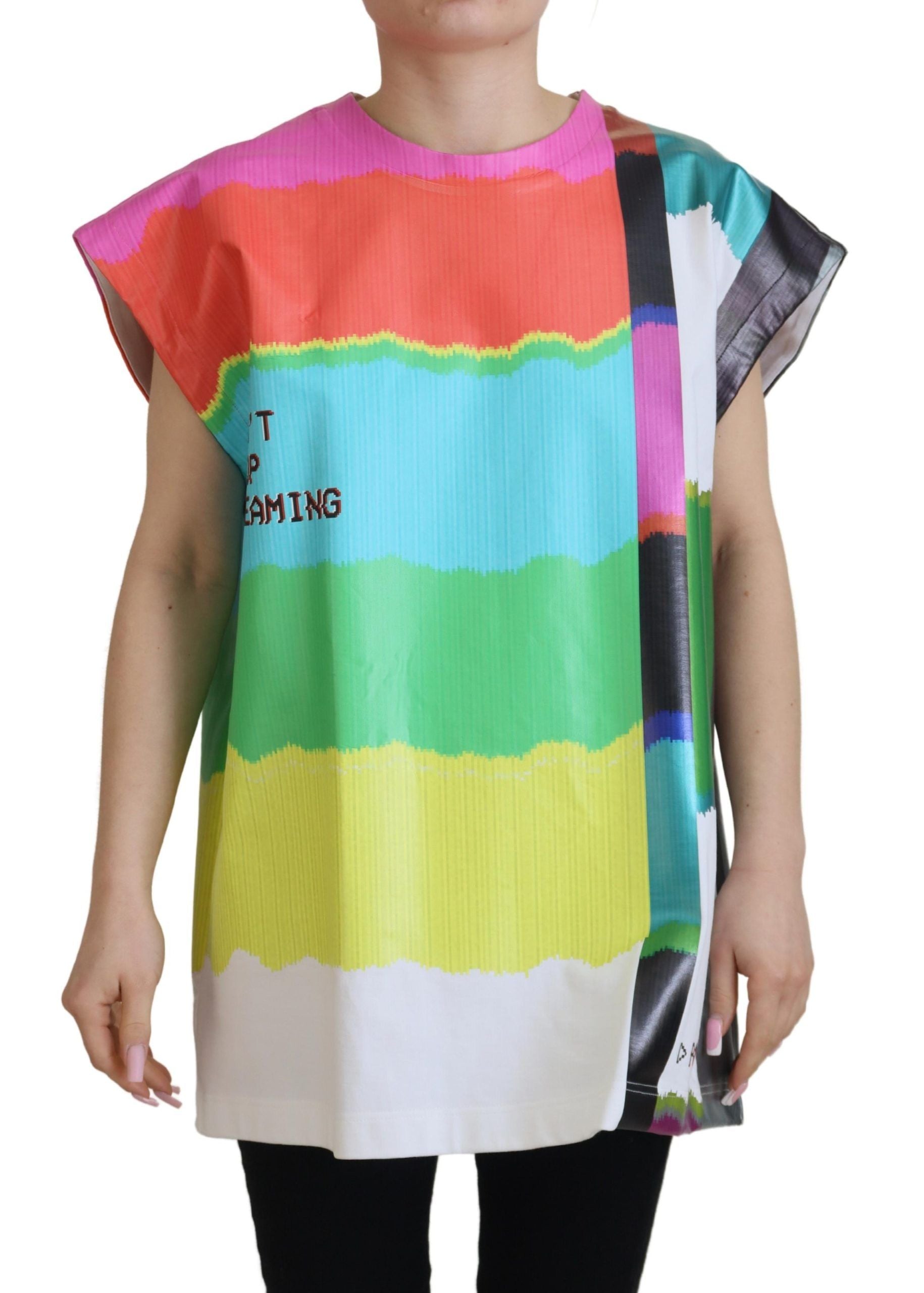 Dolce & Gabbana Multicolor TV Print Blouse Cotton T-shirt Dolce & Gabbana