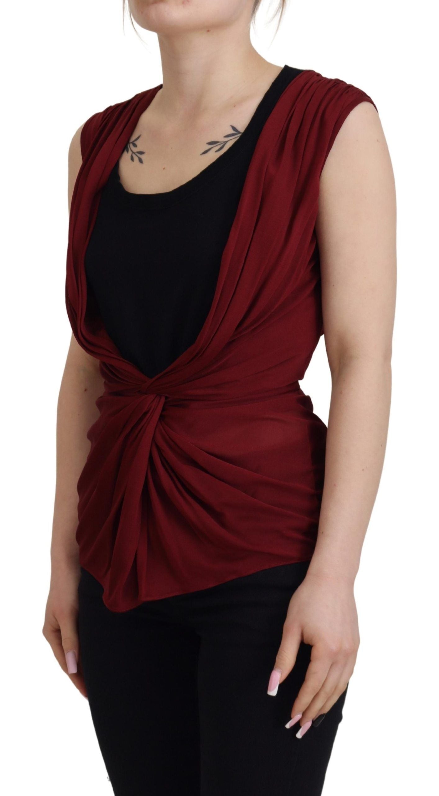 Dolce & Gabbana Bordeaux Silk Stretch Top Vest Blouse Dolce & Gabbana