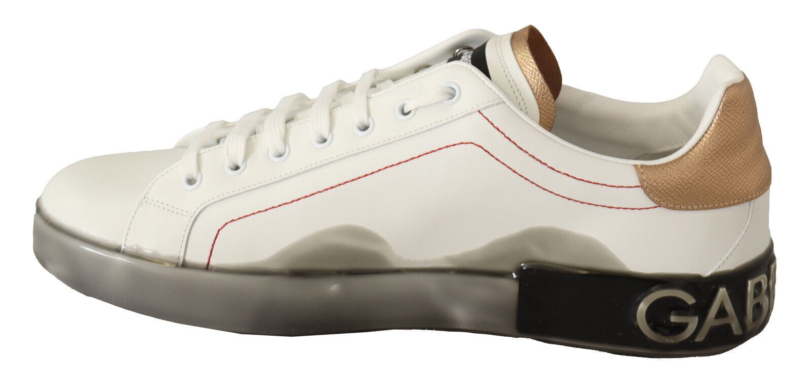 Dolce & Gabbana White Gold Leather Low Top Sneakers Casual Shoes Dolce & Gabbana