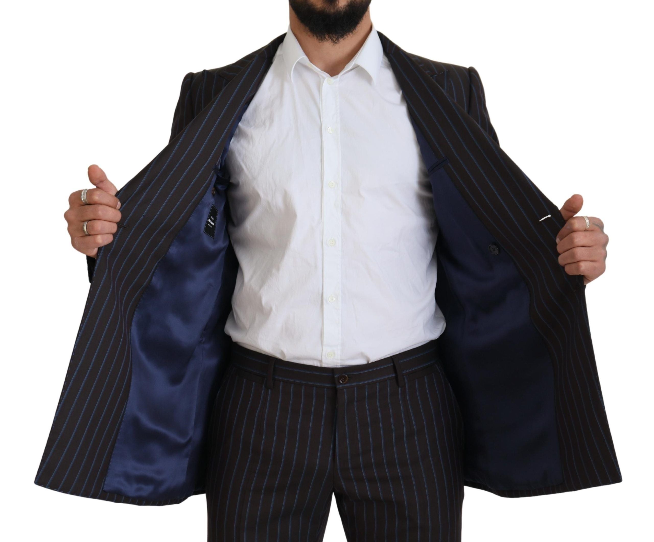 Dolce & Gabbana Black Striped Wool Formal 2 Piece Suit Dolce & Gabbana