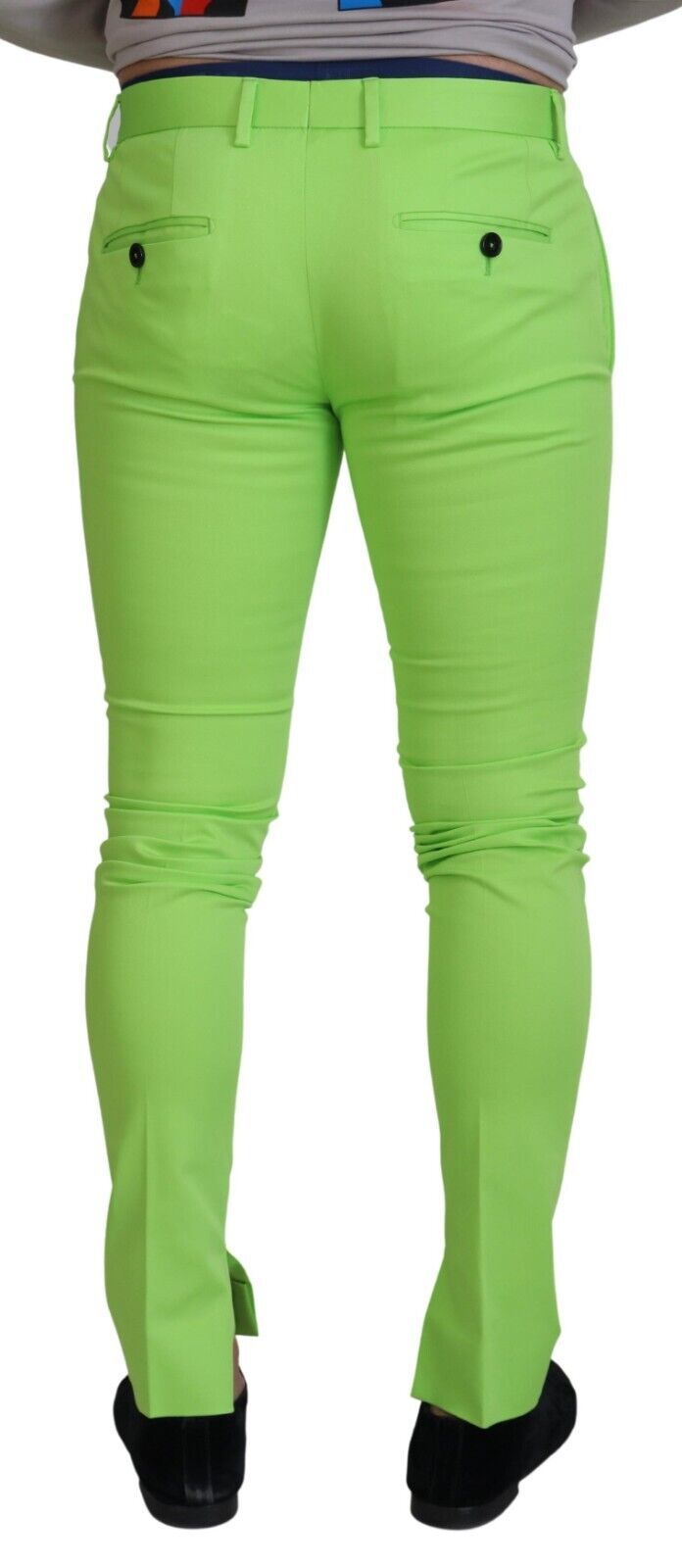 Dolce & Gabbana Light Green Cotton Skinny Men Trousers Pants Dolce & Gabbana