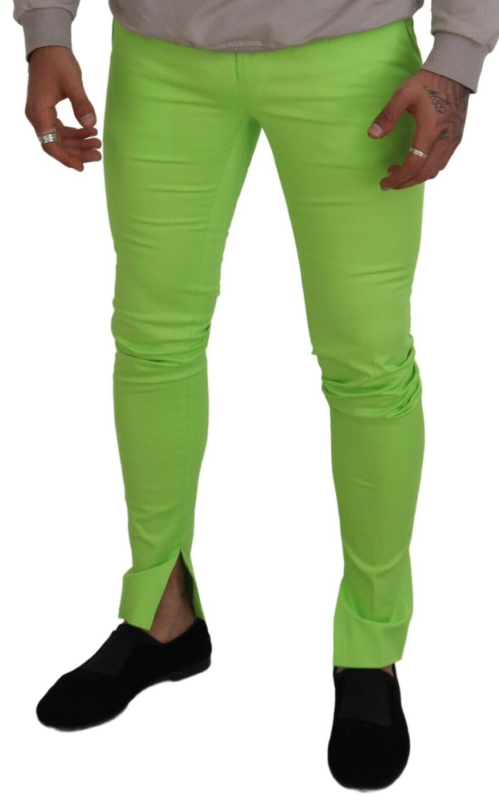 Dolce & Gabbana Light Green Cotton Skinny Men Trousers Pants Dolce & Gabbana
