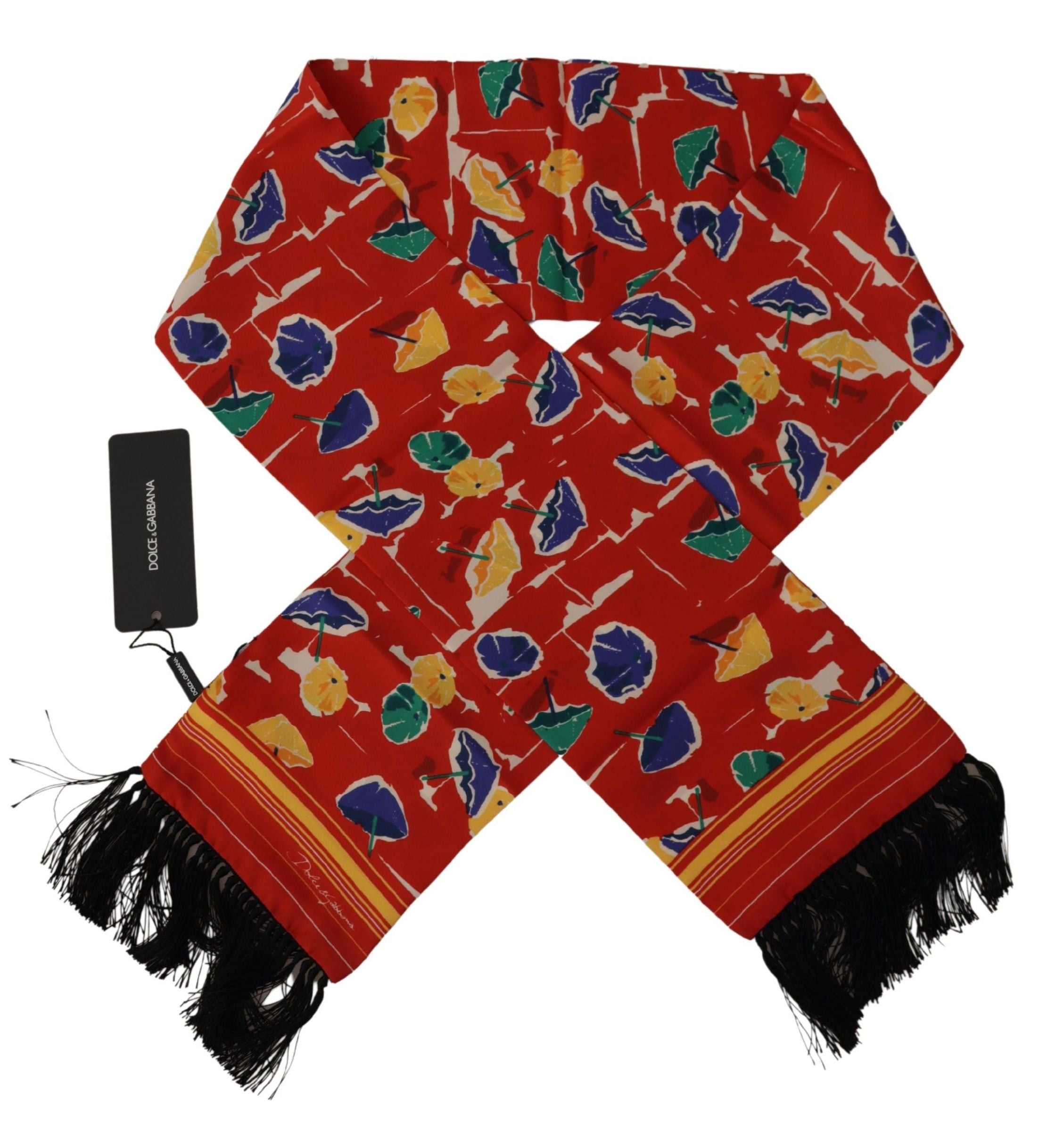 Dolce & Gabbana Multicolor DG Umbrellas Print Shawl Fringe Scarf Dolce & Gabbana