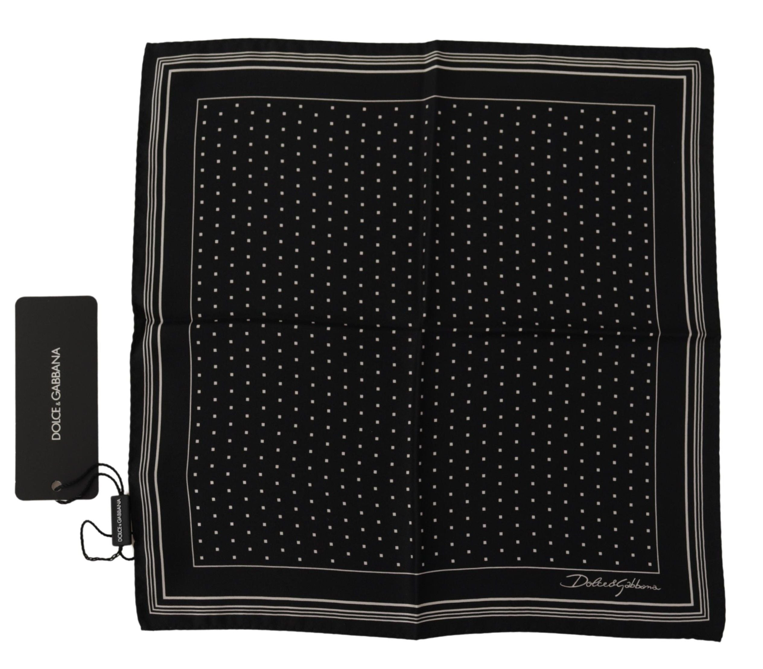 Dolce & Gabbana Black Polka Dots DG Logo Square Handkerchief Dolce & Gabbana