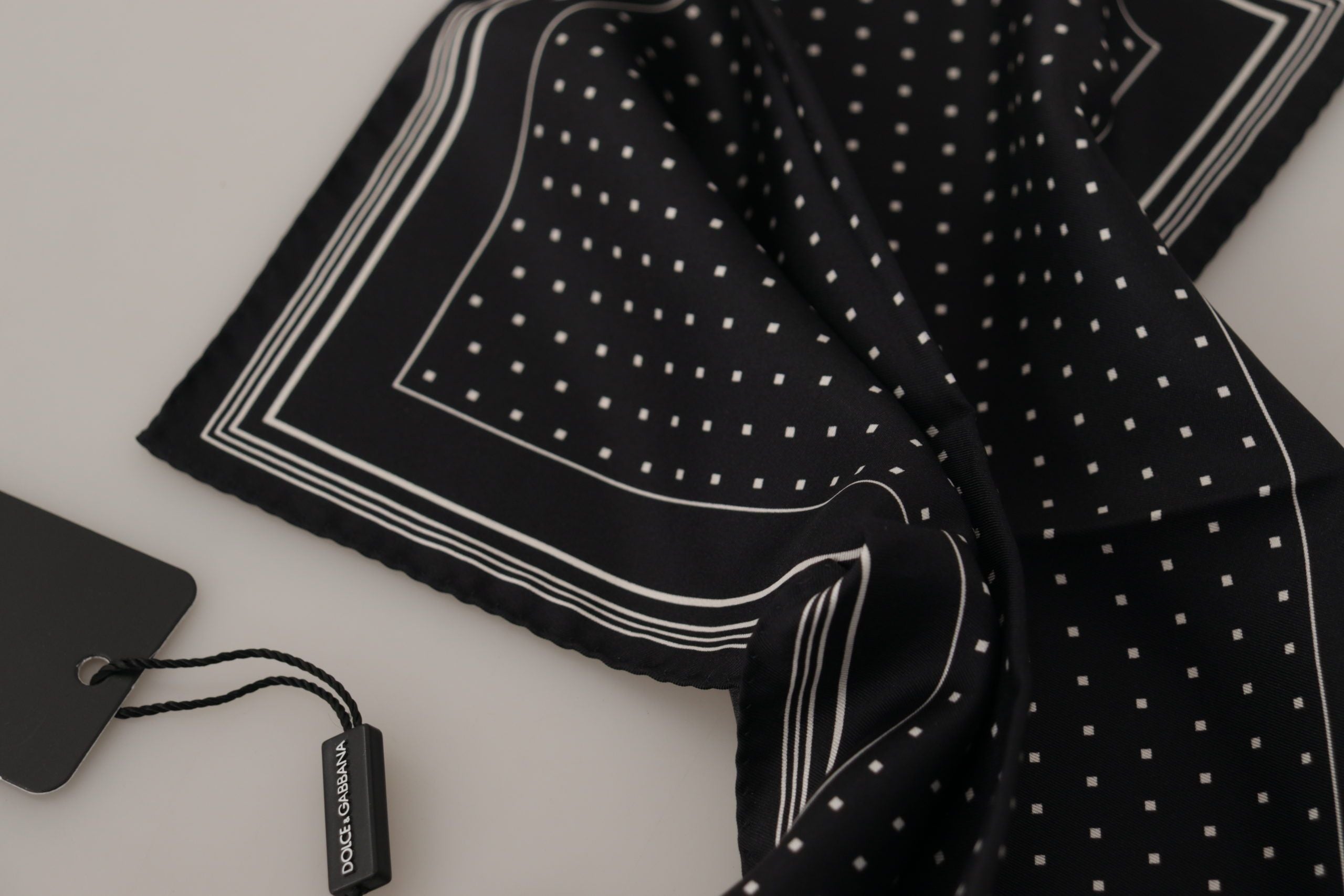 Dolce & Gabbana Black Polka Dots DG Logo Square Handkerchief Dolce & Gabbana