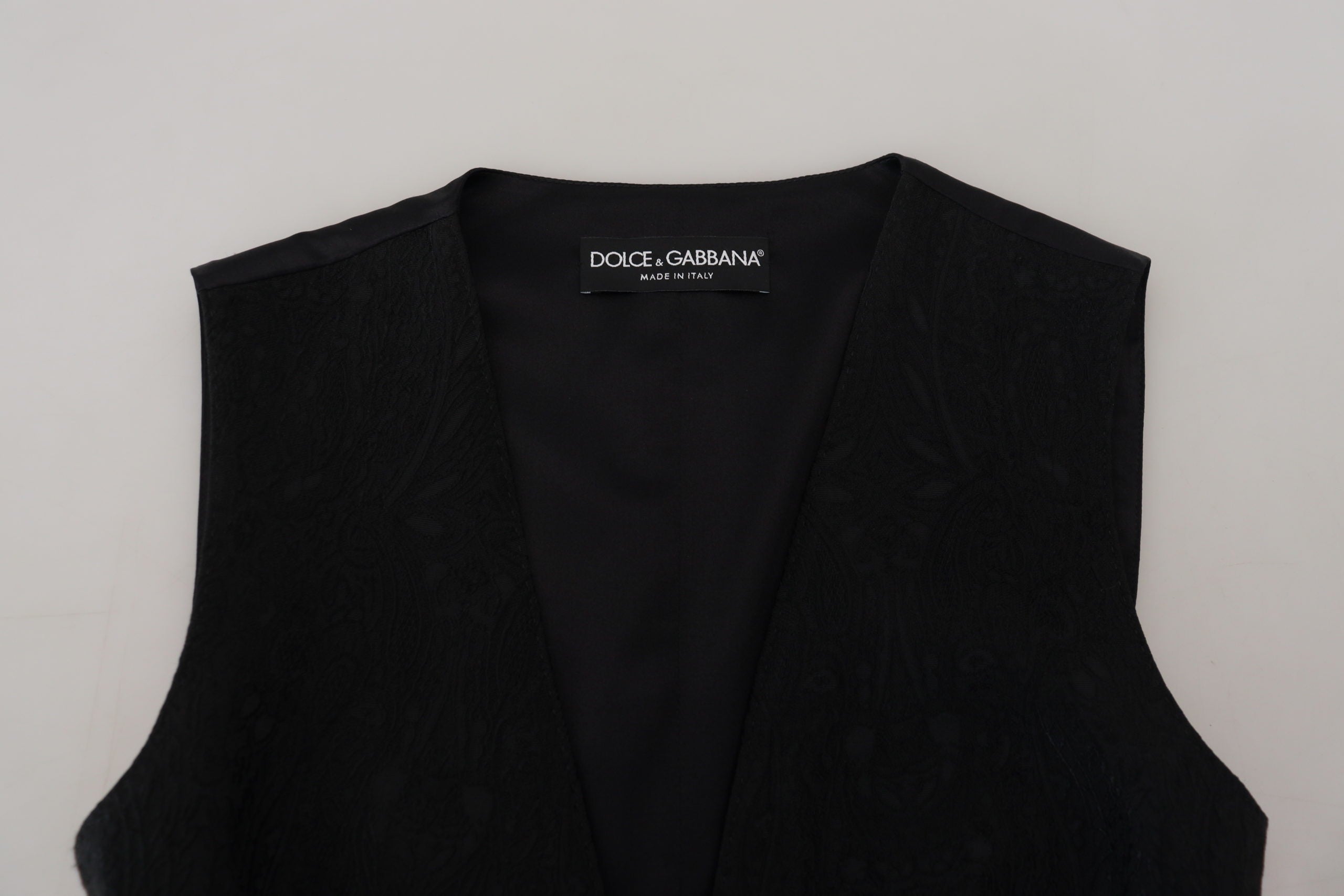 Dolce & Gabbana Black Brocade Button Down Sleeveless Vest Top Dolce & Gabbana