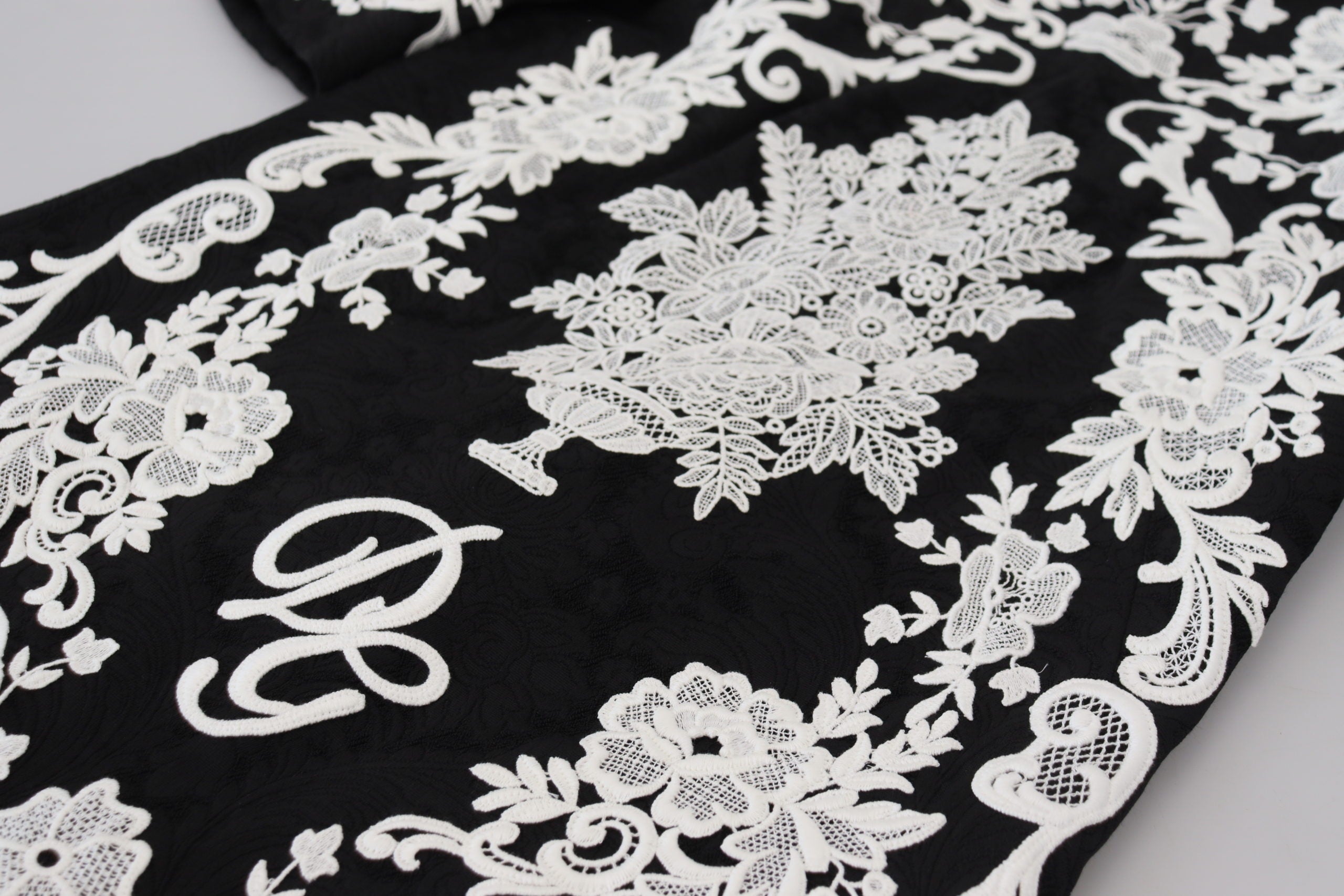 Dolce & Gabbana Black Lace Trim Half Sleeves A-line Dress Dolce & Gabbana