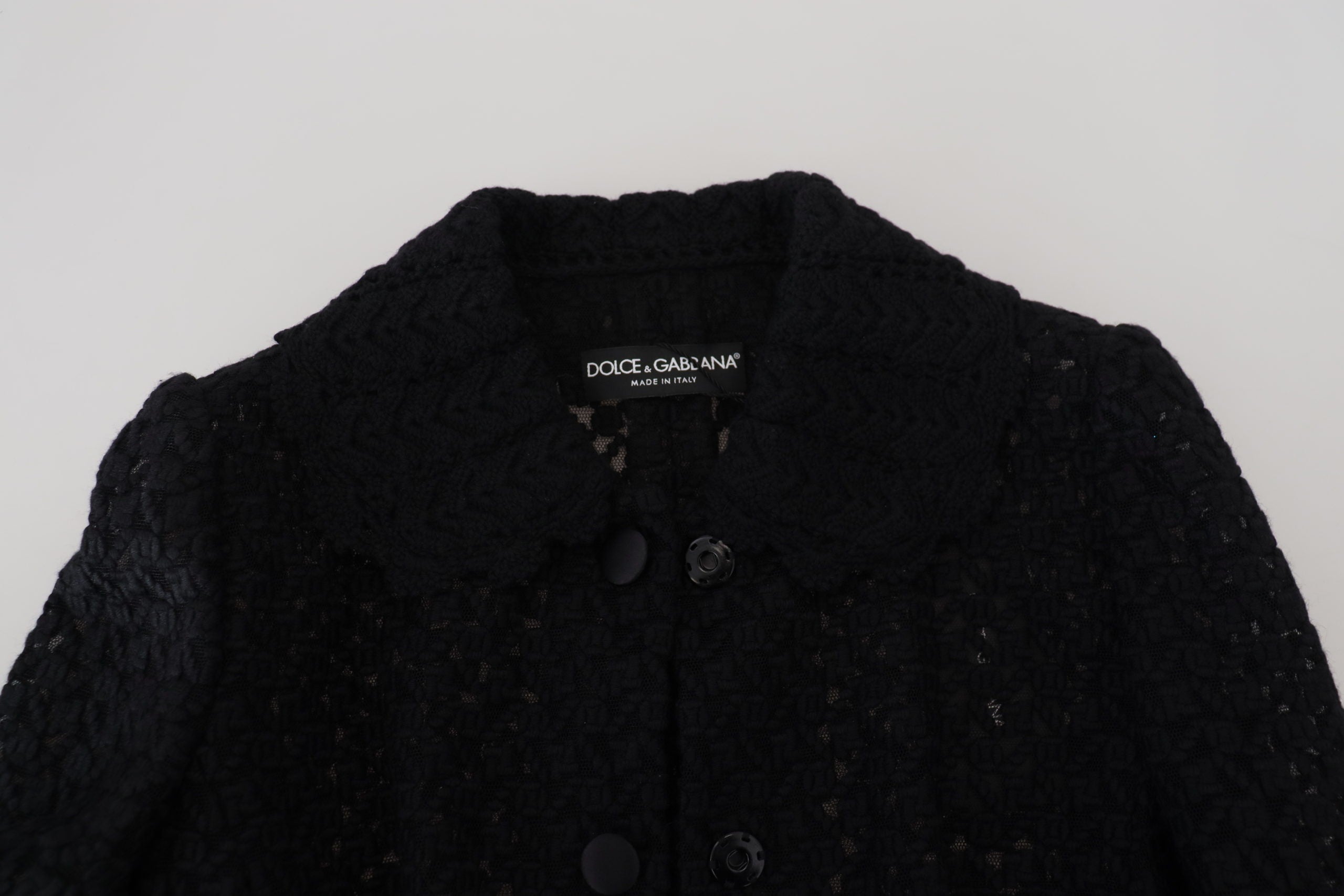 Dolce & Gabbana Black Wool Knitted Button Down Collar Jacket Dolce & Gabbana