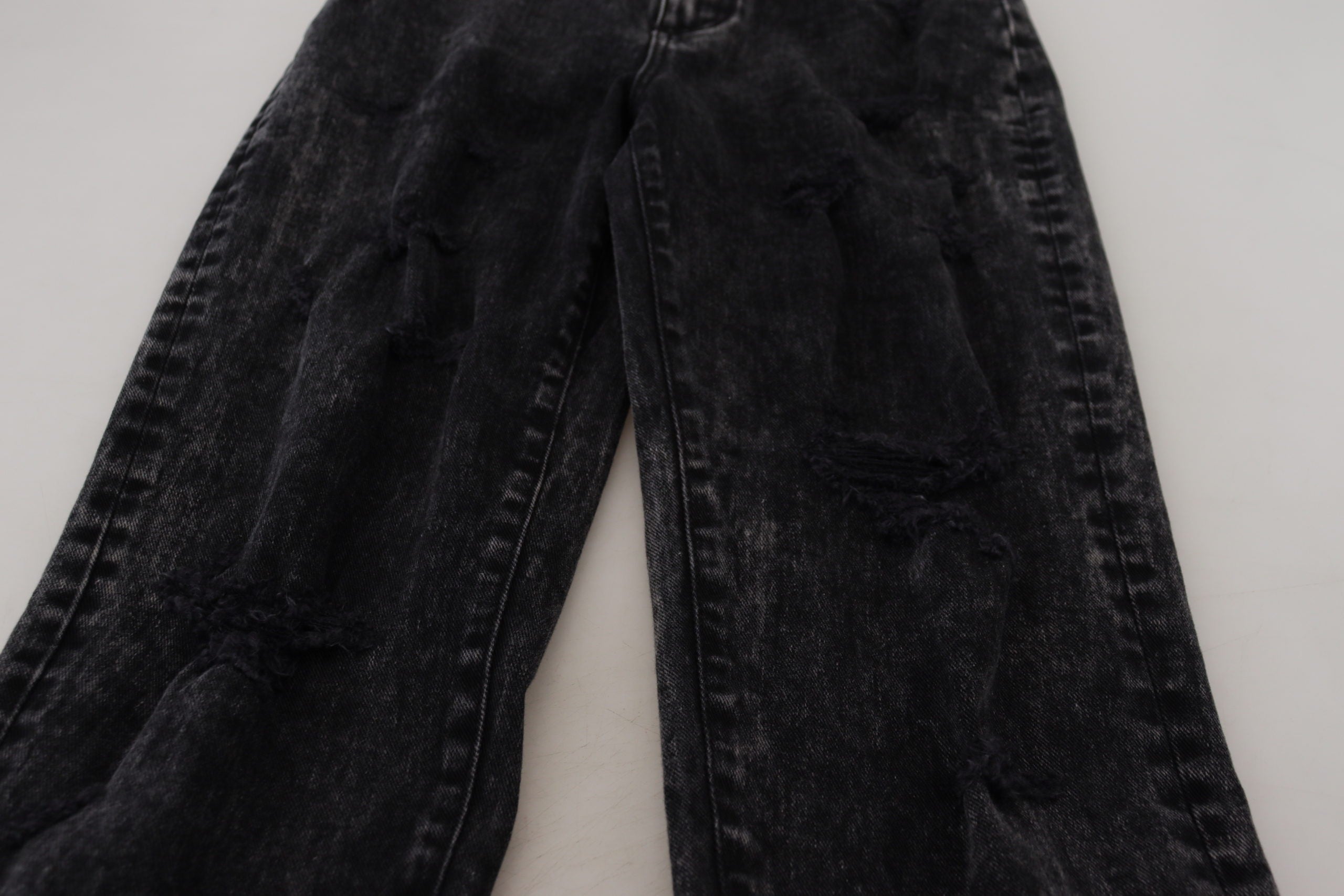 Dolce & Gabbana Black Washed Cotton High Waist Denim Jeans Dolce & Gabbana