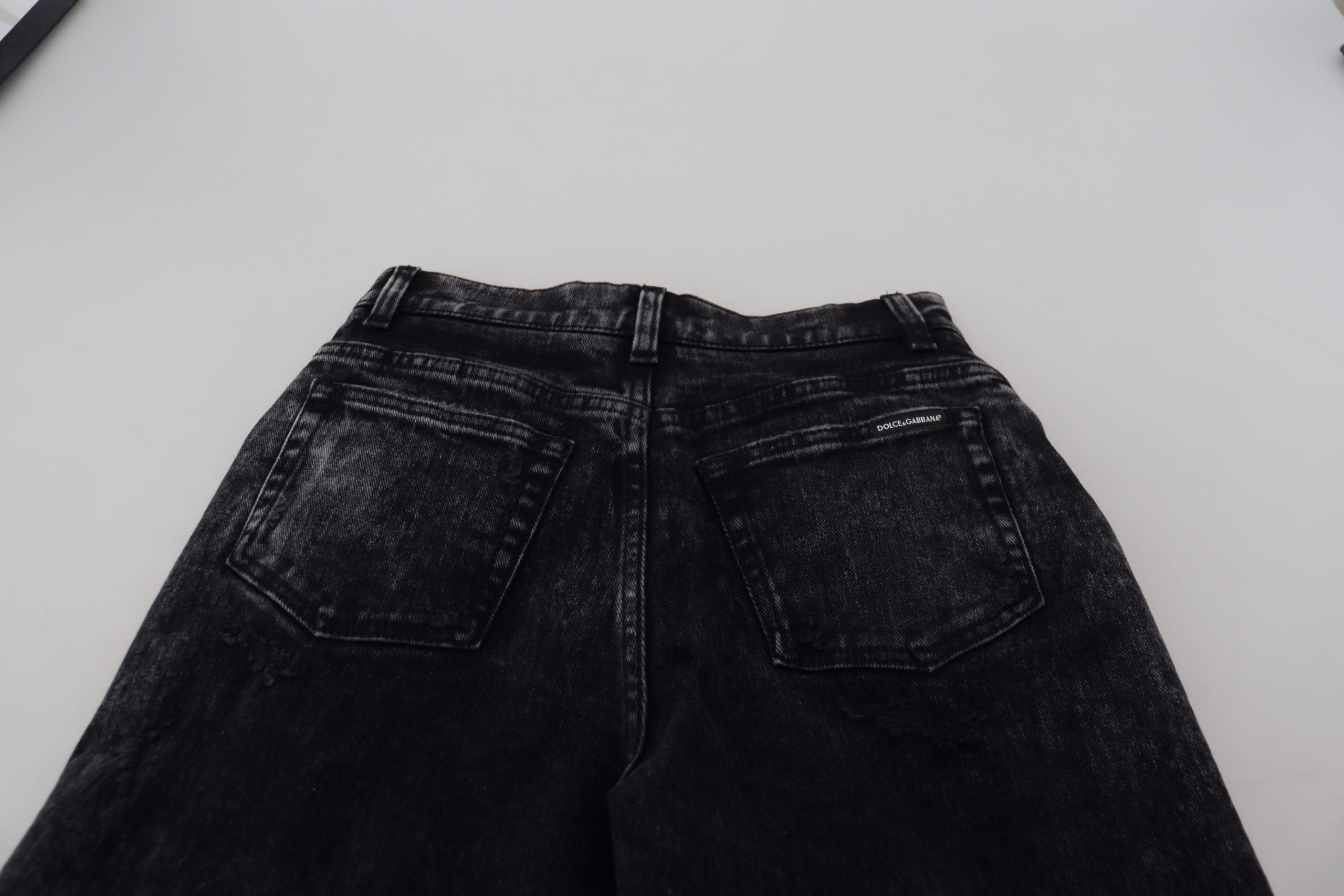Dolce & Gabbana Black Washed Cotton High Waist Denim Jeans Dolce & Gabbana
