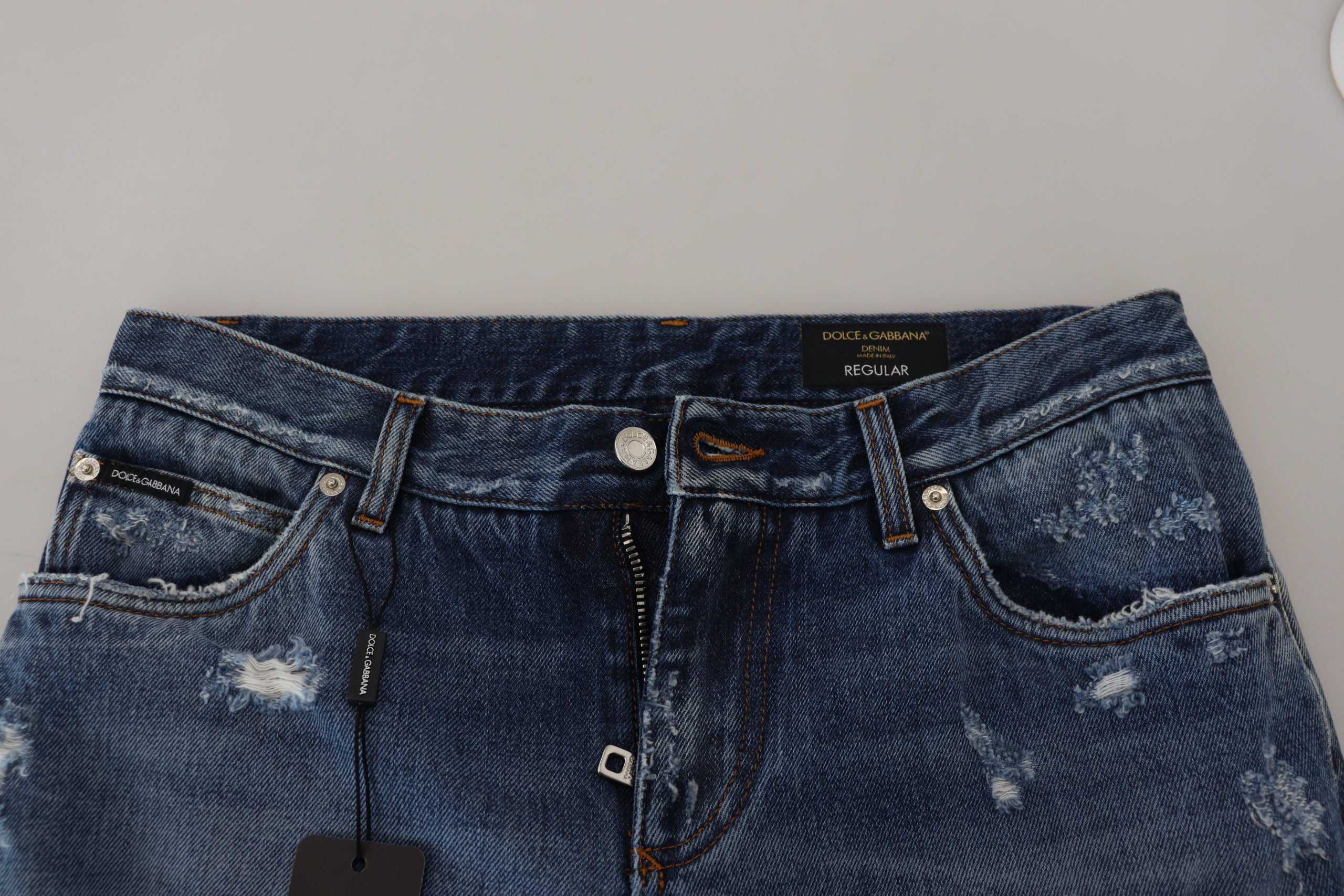 Dolce & Gabbana Blue Cotton Tattered Men Denim Jeans Dolce & Gabbana