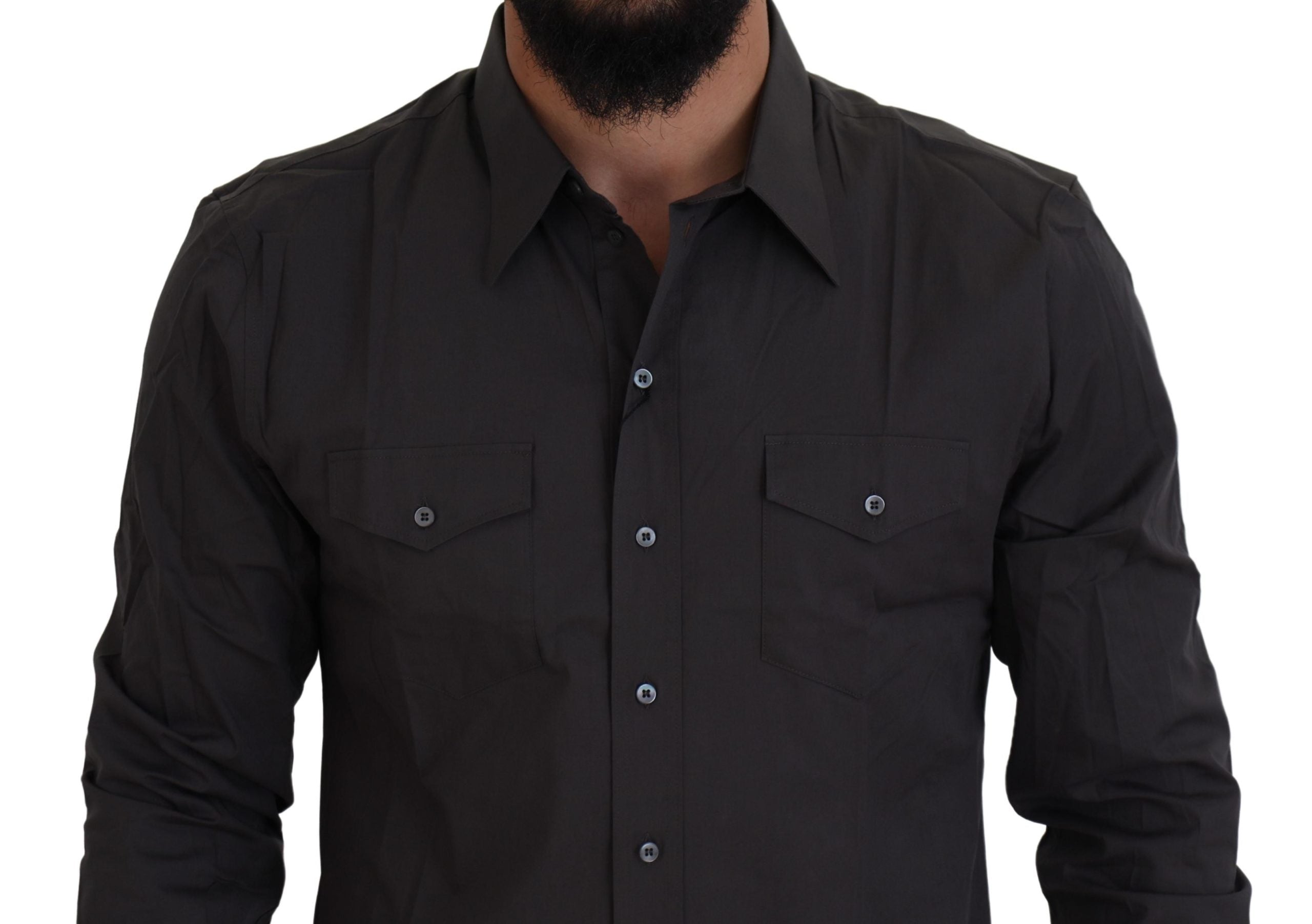Dolce & Gabbana Gray SICILIA Slim Fit Stretch Dress Shirt Dolce & Gabbana