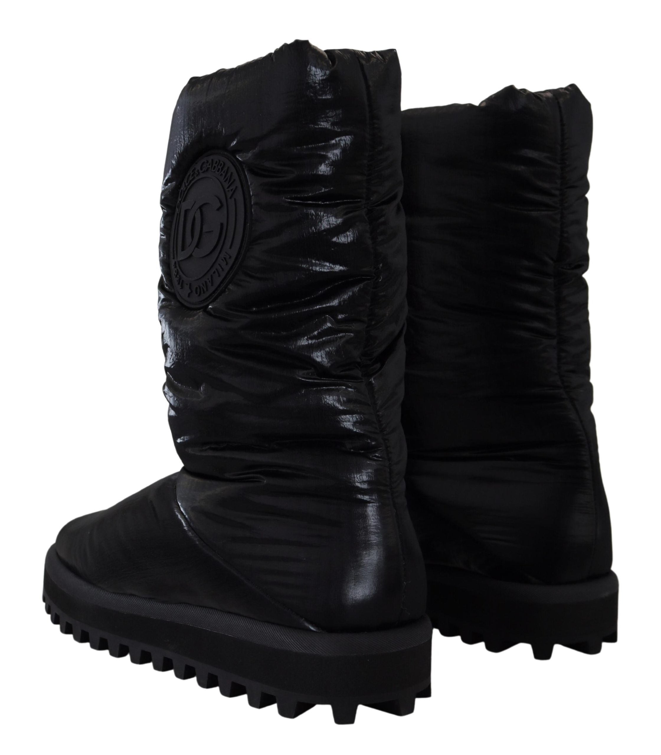 Dolce & Gabbana Black Boots Padded Mid Calf Winter Shoes Dolce & Gabbana