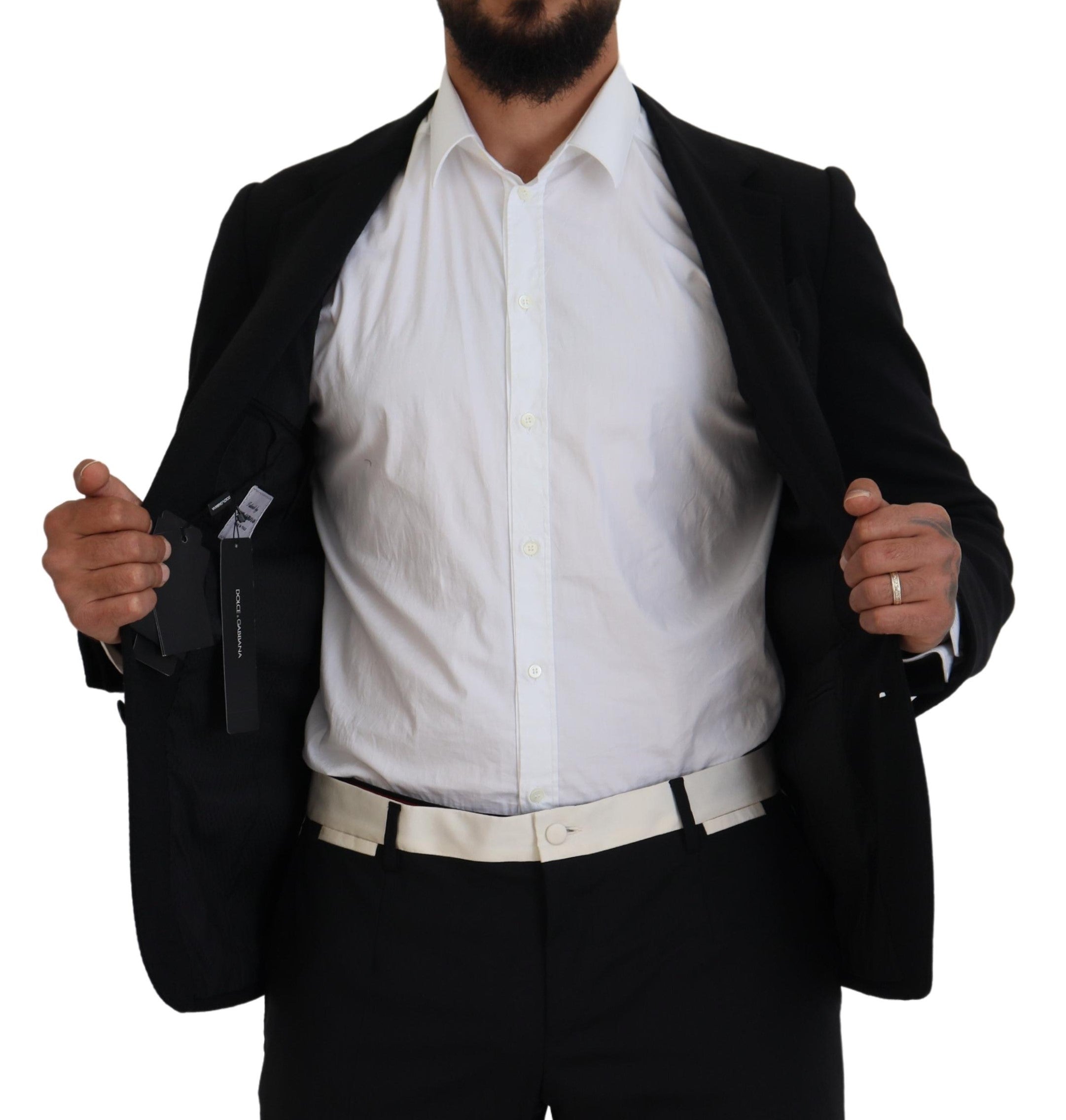 Dolce & Gabbana Black Wool Crown Slim Fit Jacket Blazer Dolce & Gabbana