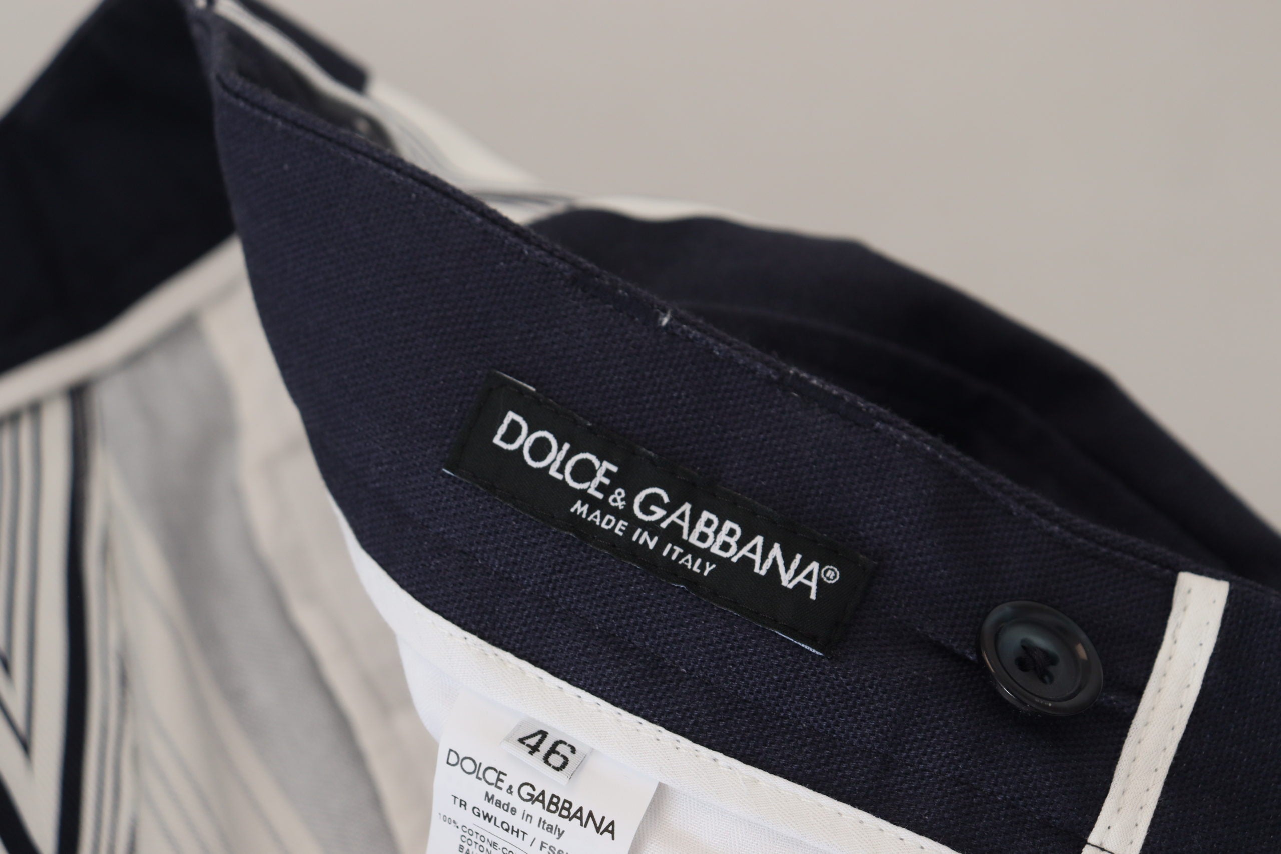 Dolce & Gabbana White Cotton Striped Cropped Pants Dolce & Gabbana
