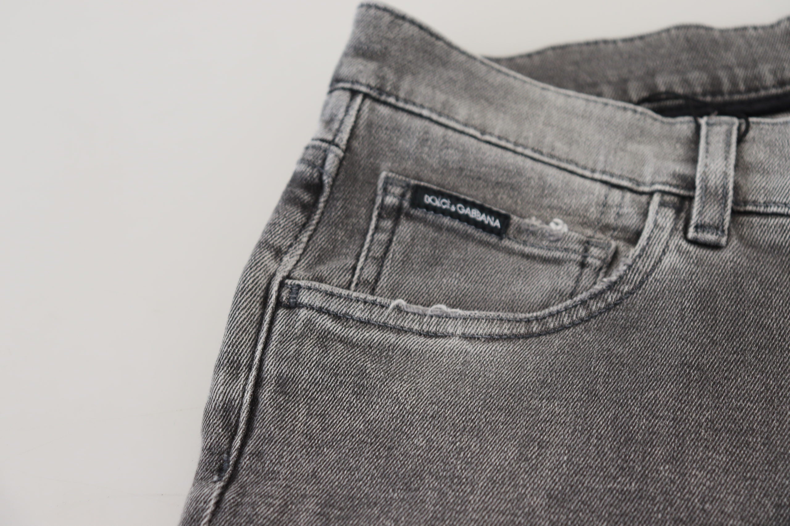 Dolce & Gabbana Grey Washed Cotton Skinny Denim Jeans Dolce & Gabbana