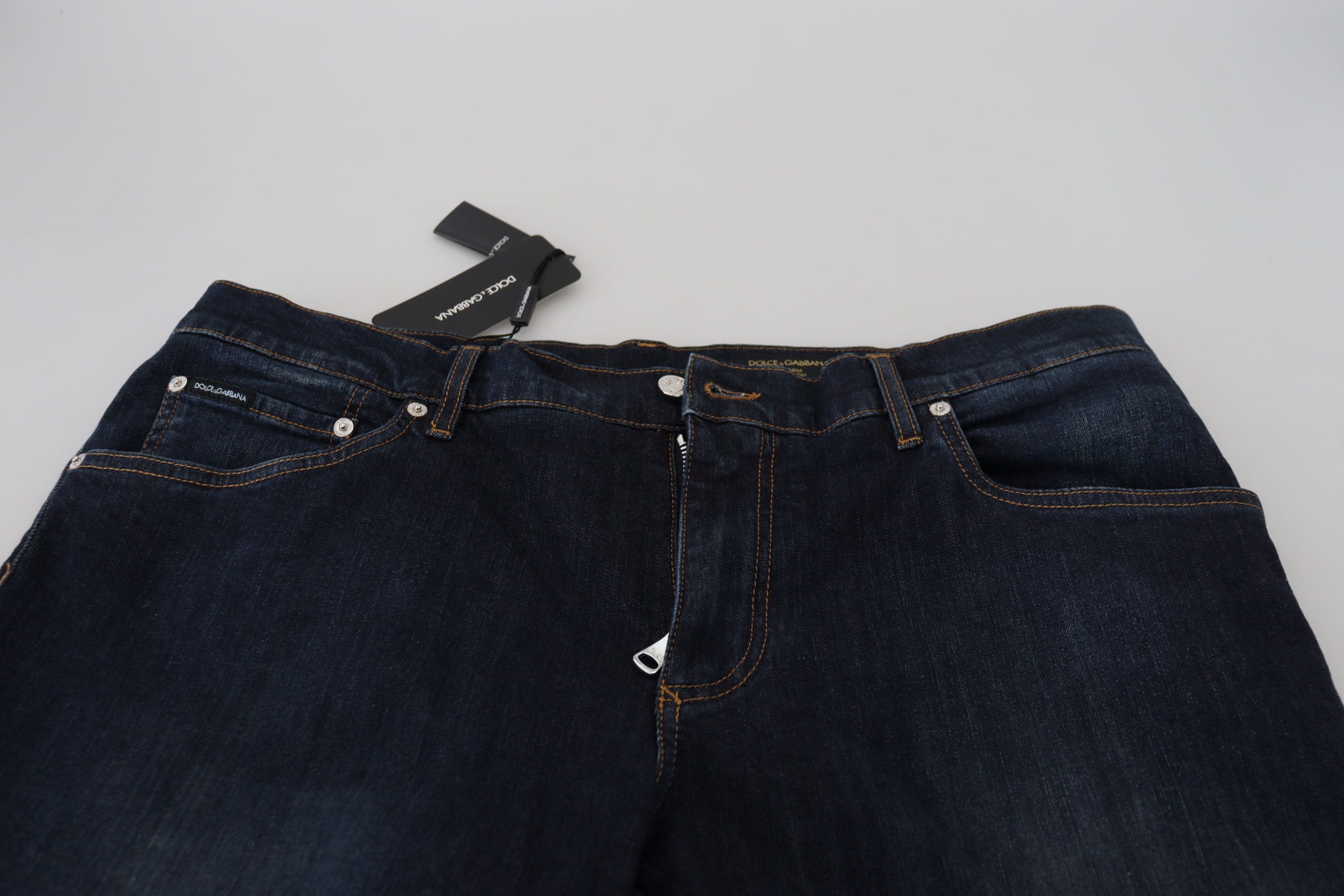 Dolce & Gabbana Blue Cotton Straight Fit Casual Denim Jeans Dolce & Gabbana
