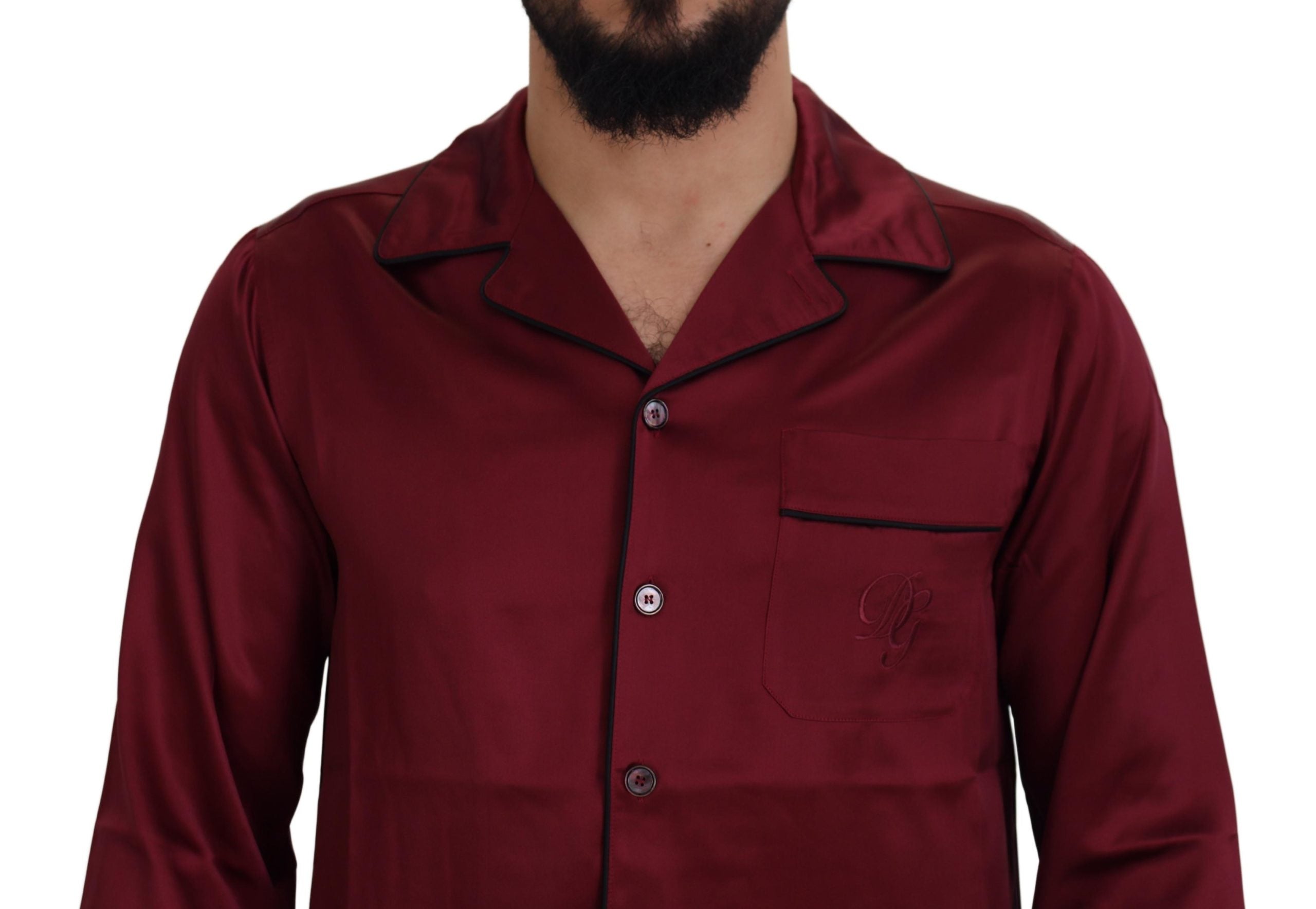 Dolce & Gabbana Red Silk Lounge Top Pajama Sleepwear Shirt Dolce & Gabbana