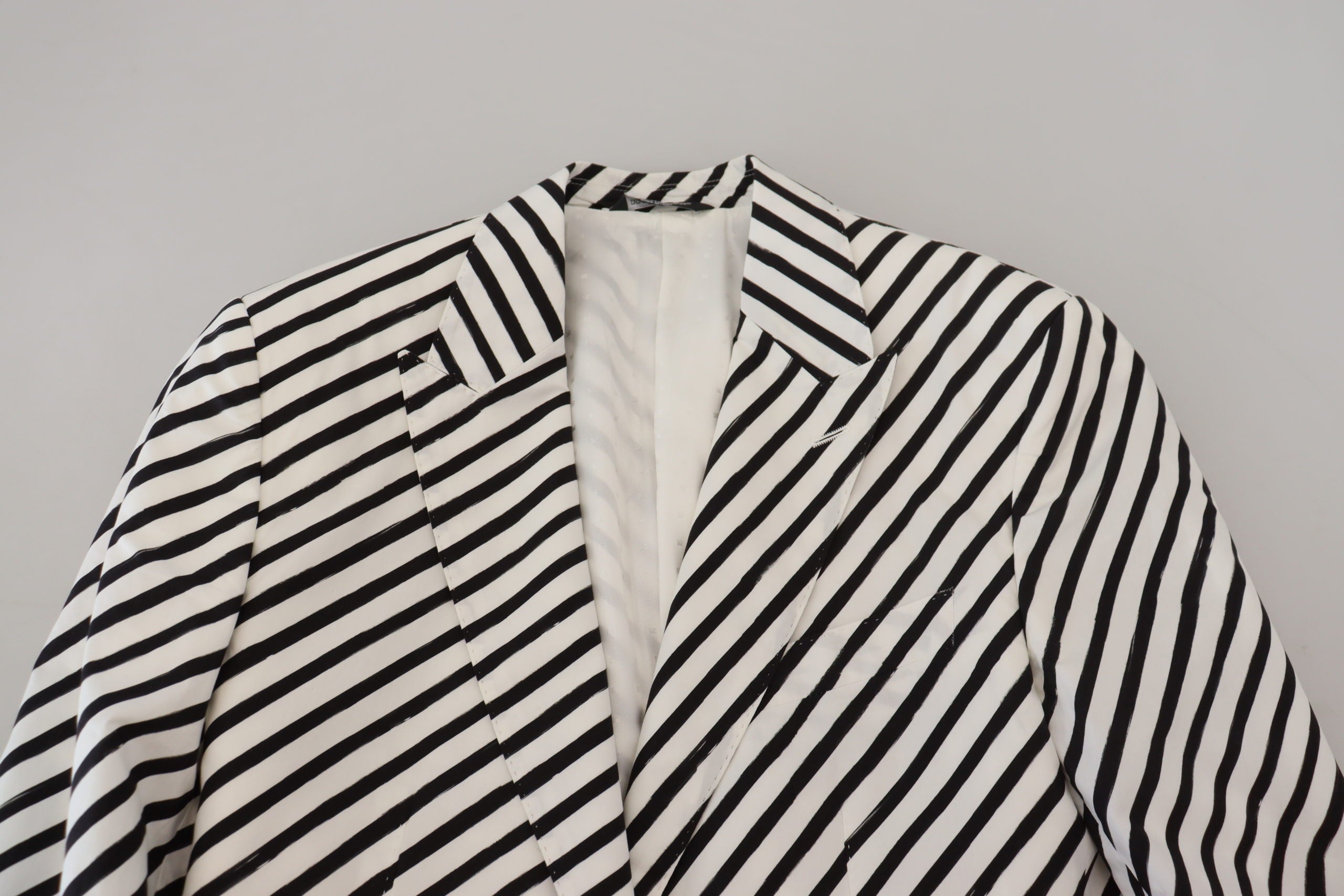 Dolce & Gabbana White Black Striped Slim Fit Jacket Blazer Dolce & Gabbana