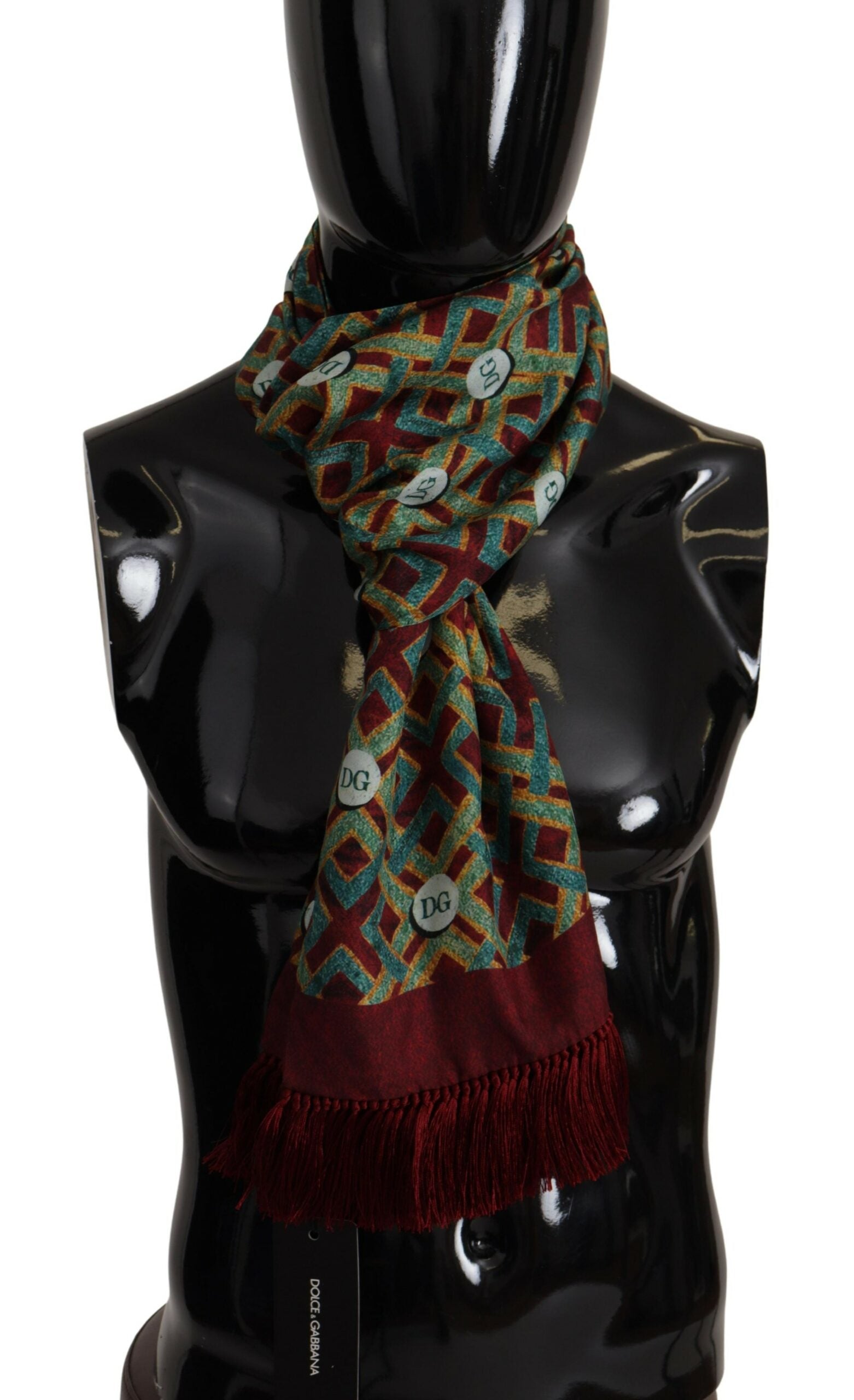 Dolce & Gabbana Multicolor DG Logo Shawl Warm Neck Wrap Fringe Scarf Dolce & Gabbana