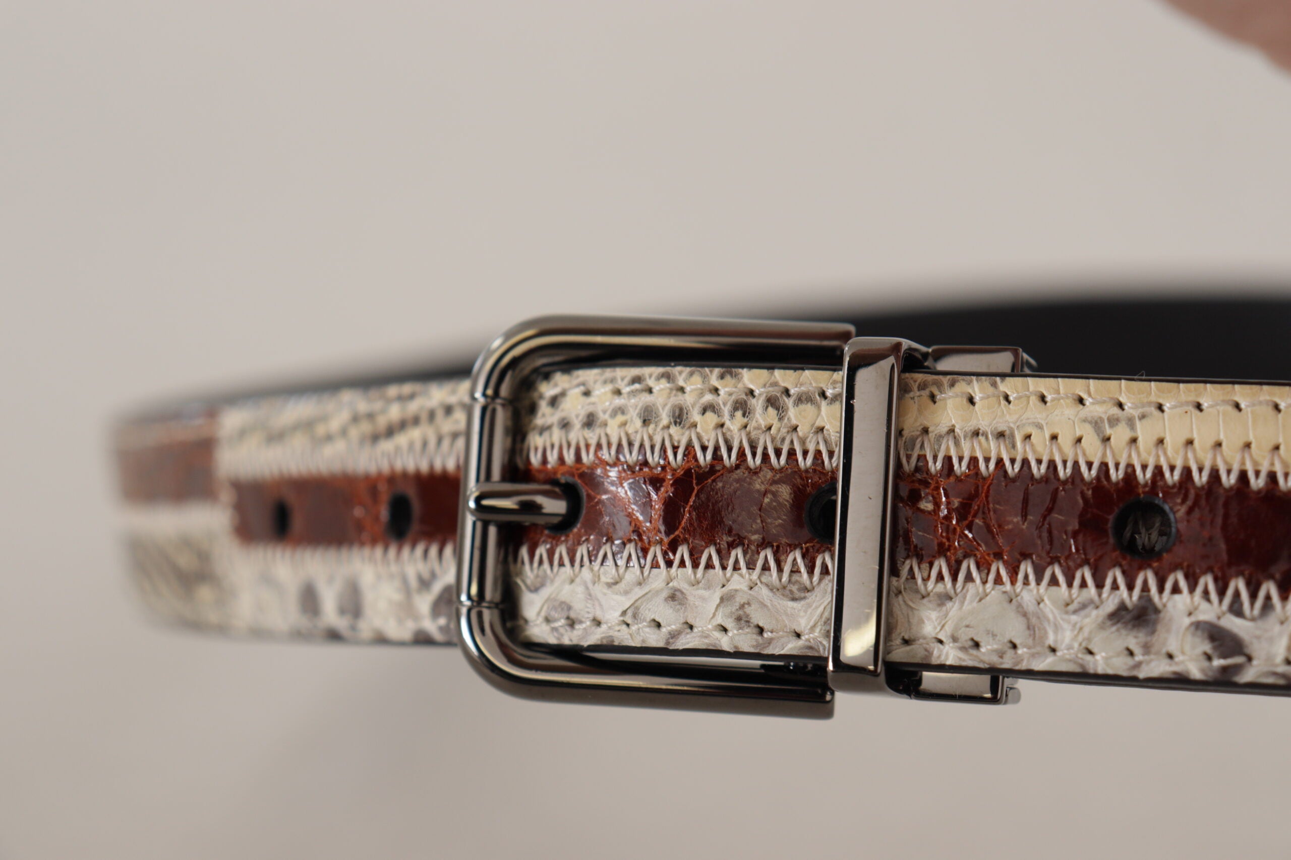 Dolce & Gabbana Multicolor Exotic Leather Patchwork Metal Belt Dolce & Gabbana