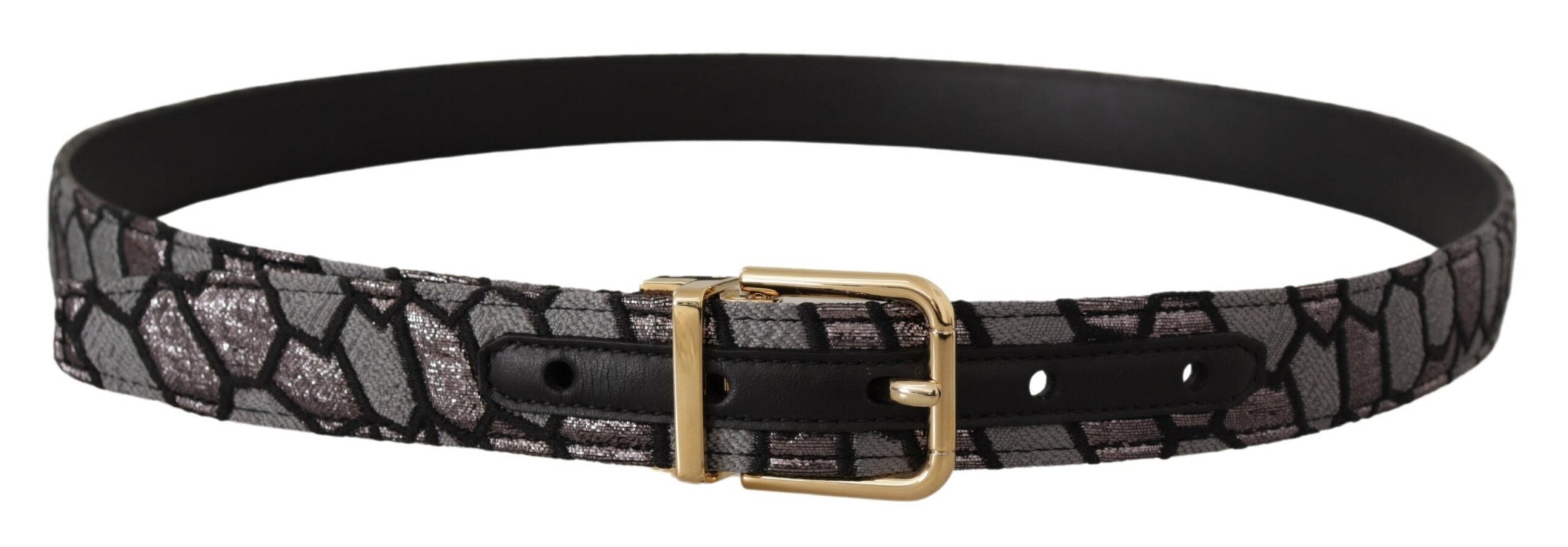 Dolce & Gabbana Multicolor Patchwork Leather Gold Jaquard Belt Dolce & Gabbana