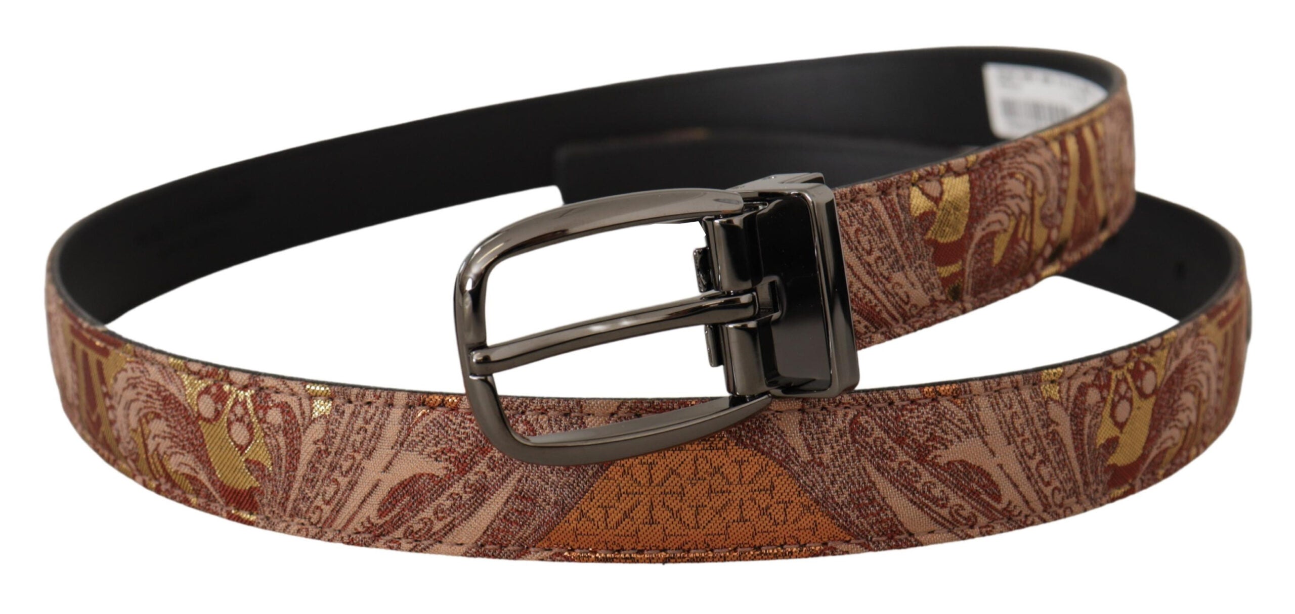Dolce & Gabbana Multicolor Embossed Leather Black Metal Buckle Belt Dolce & Gabbana