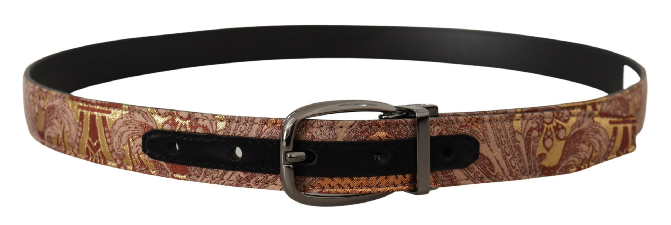 Dolce & Gabbana Multicolor Embossed Leather Black Metal Buckle Belt Dolce & Gabbana
