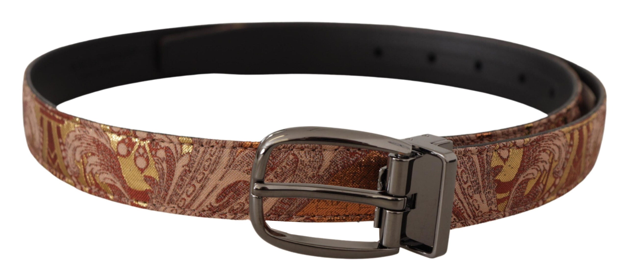 Dolce & Gabbana Multicolor Embossed Leather Black Metal Buckle Belt Dolce & Gabbana