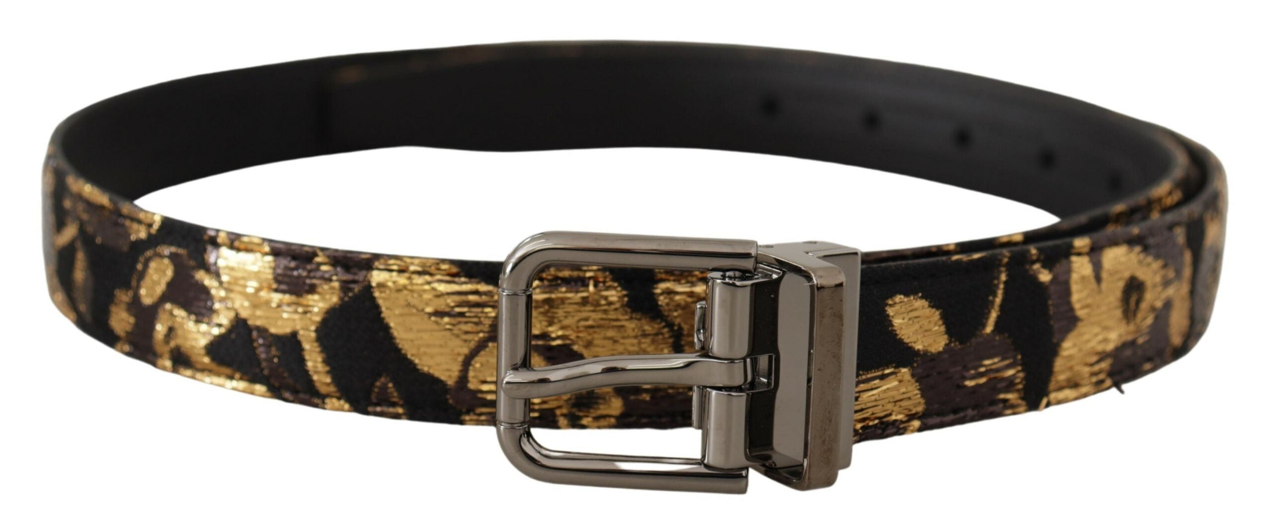 Dolce & Gabbana Multicolor Jacquard Leather Logo Metal Buckle Belt Dolce & Gabbana