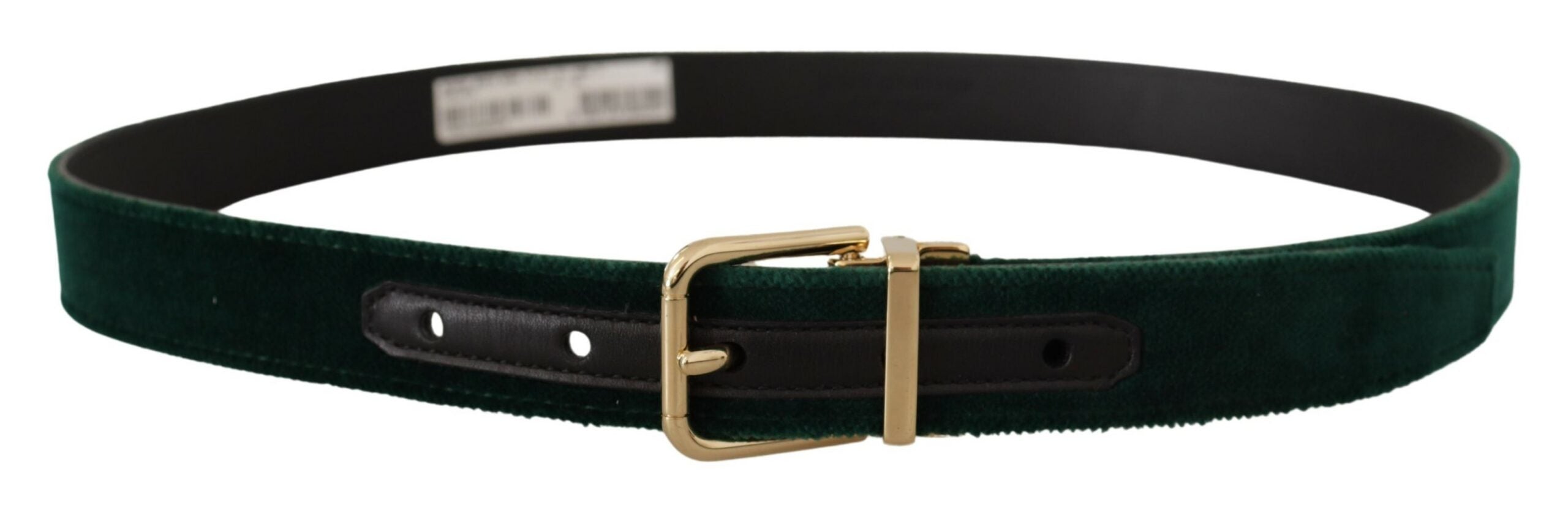 Dolce & Gabbana Green Velvet Leather Gold Metal Logo Belt Dolce & Gabbana
