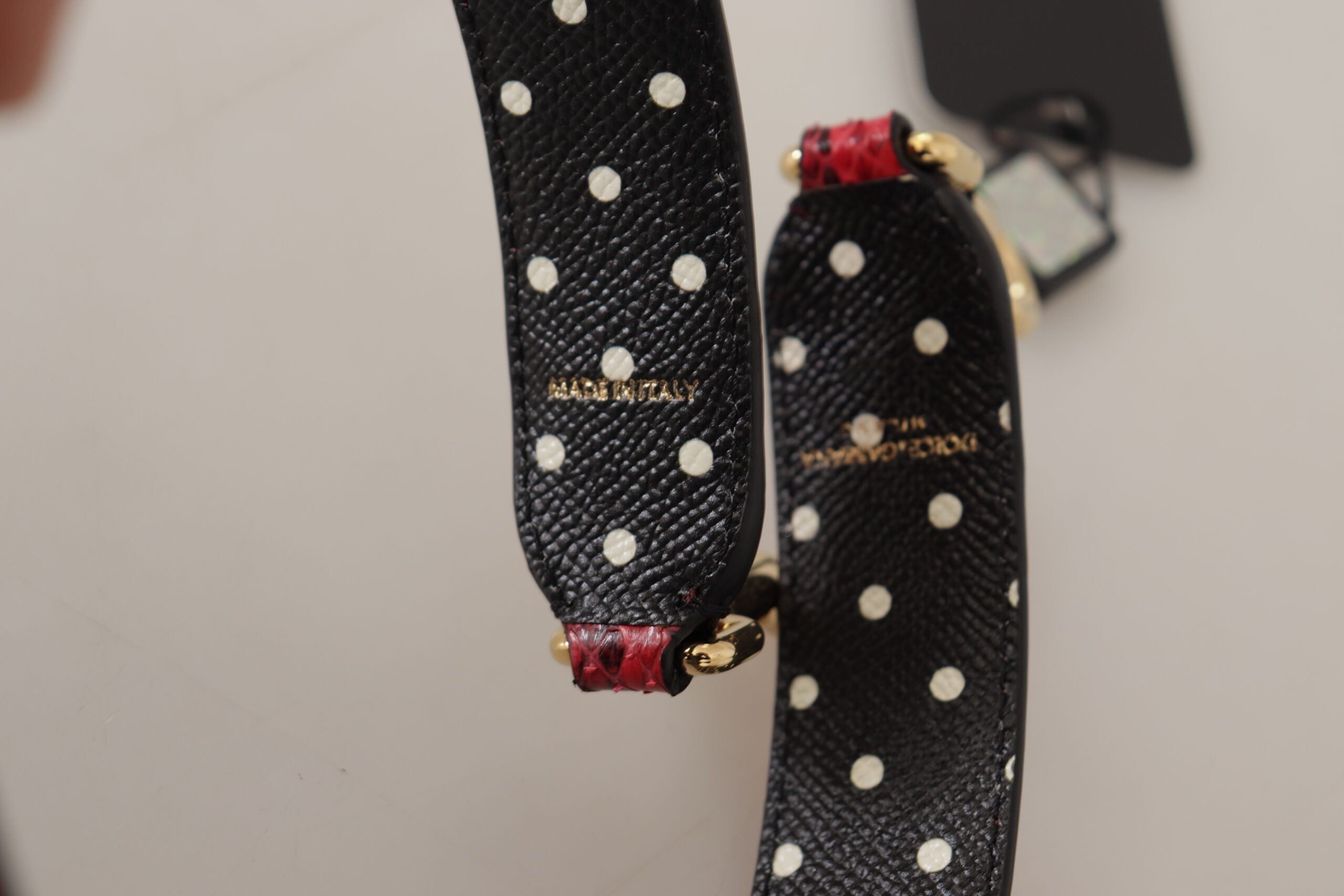 Dolce & Gabbana Red Python Leather Crystals Reversible Shoulder Strap Dolce & Gabbana
