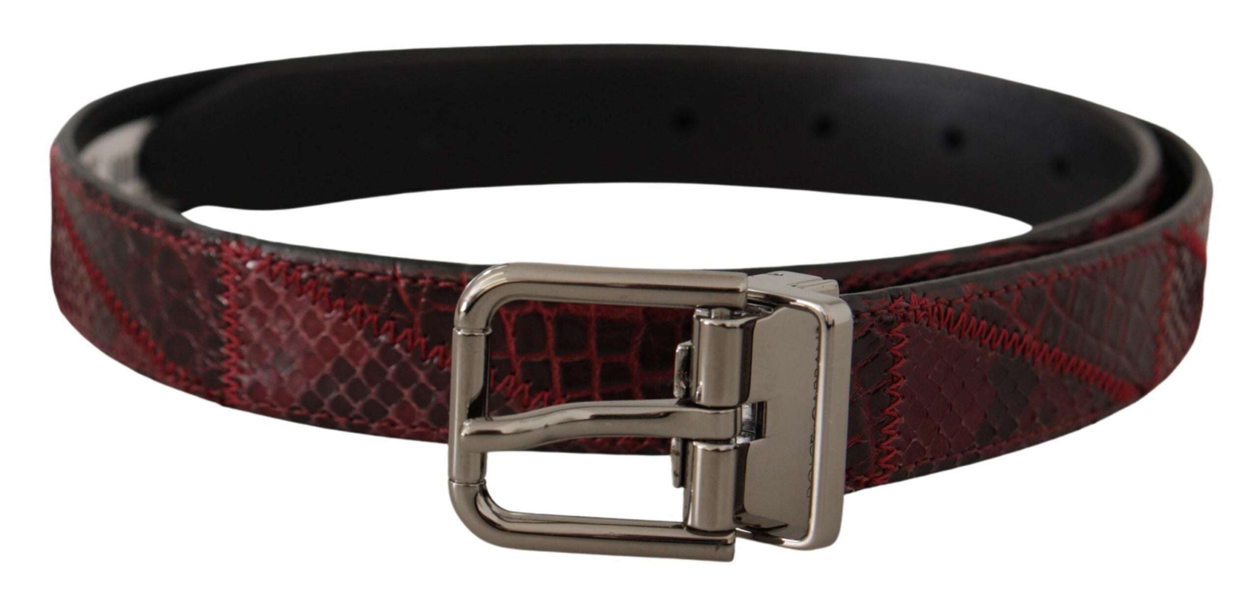 Dolce & Gabbana Red Exotic Leather Metal Logo Buckle Belt Dolce & Gabbana