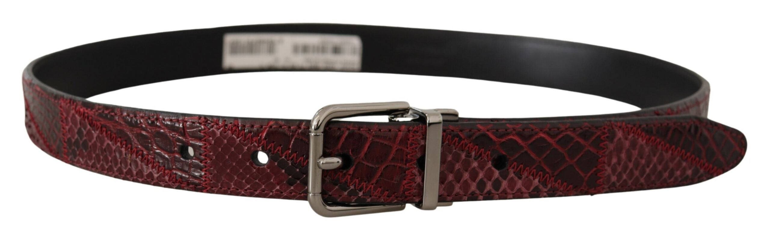 Dolce & Gabbana Red Exotic Leather Metal Logo Buckle Belt Dolce & Gabbana