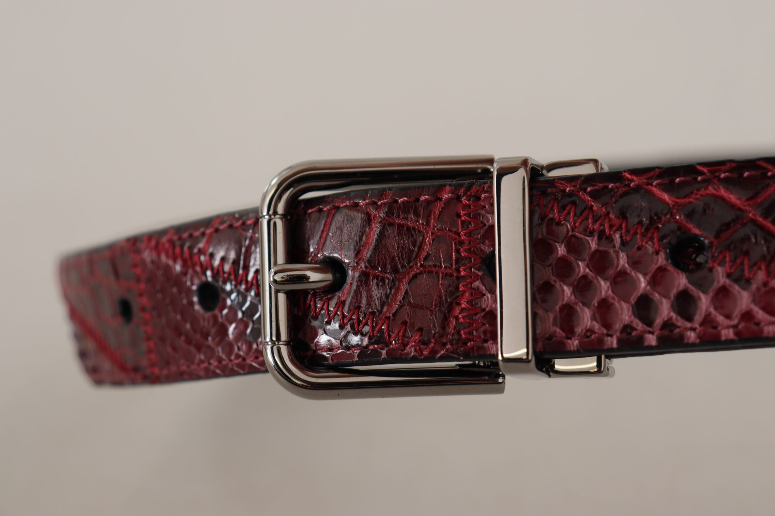 Dolce & Gabbana Red Exotic Leather Metal Logo Buckle Belt Dolce & Gabbana