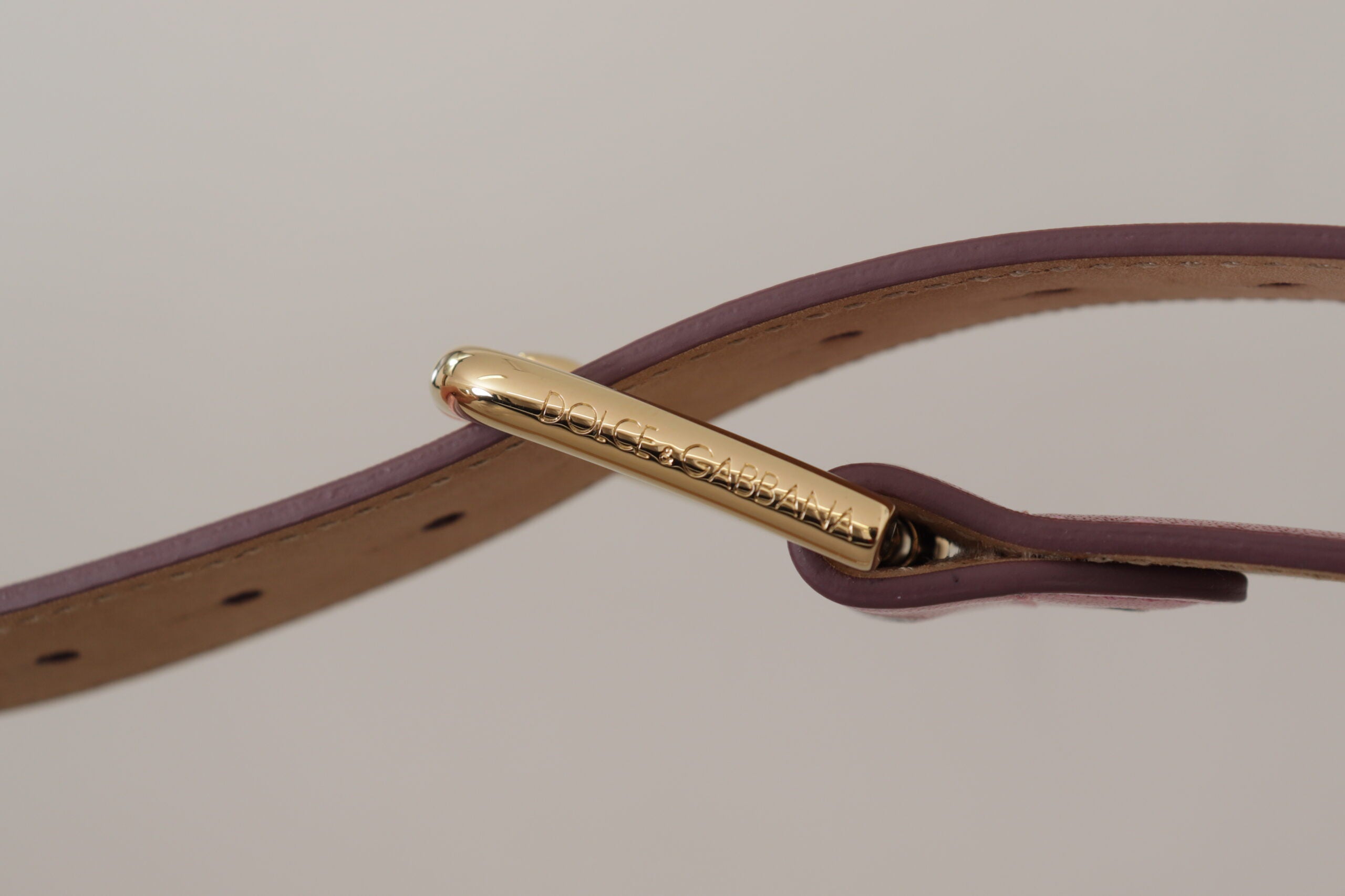 Dolce & Gabbana Metallic Pink Polished Leather Logo Metal Buckle Belt Dolce & Gabbana