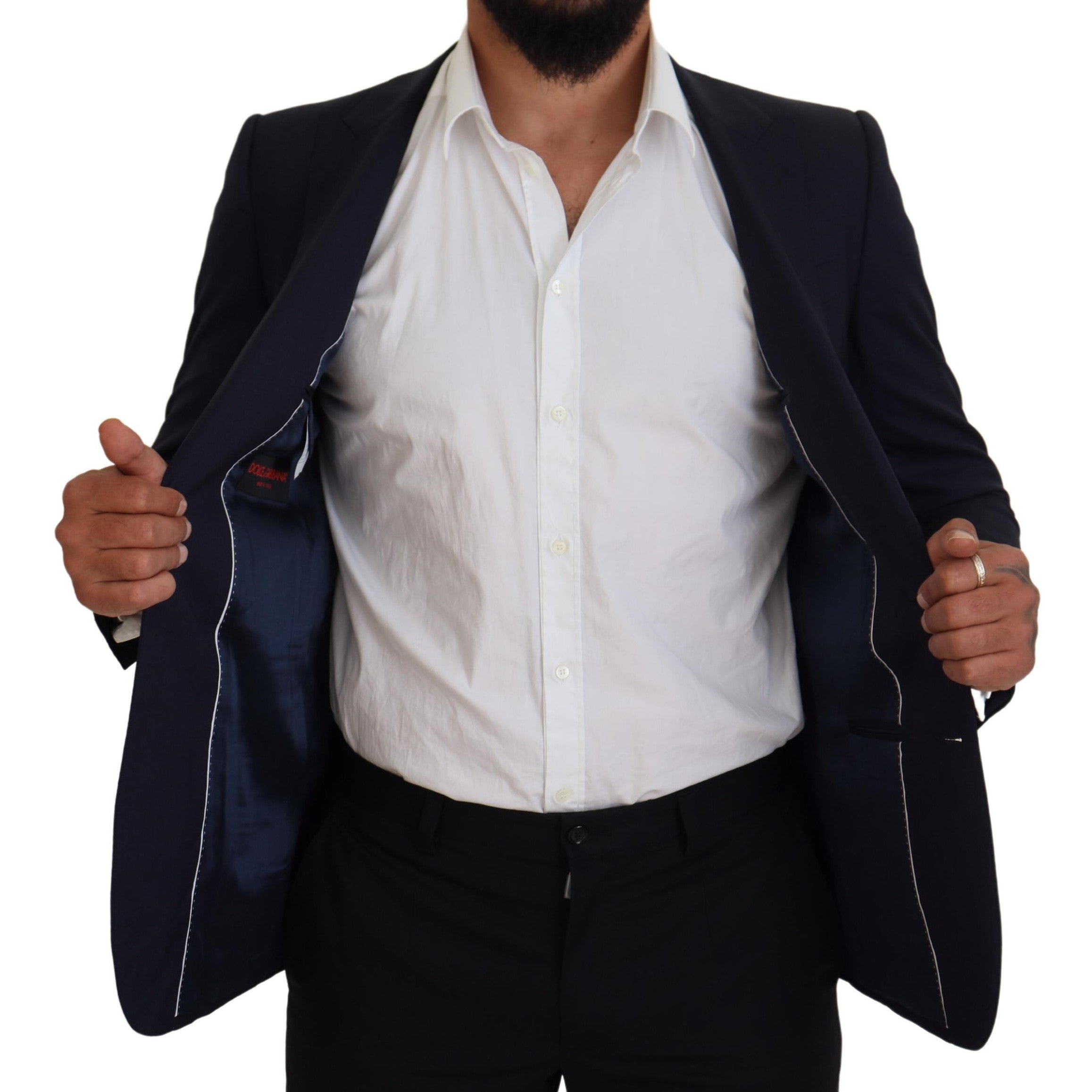 Dolce & Gabbana Blue Wool Slim Fit Formal Coat Blazer Dolce & Gabbana