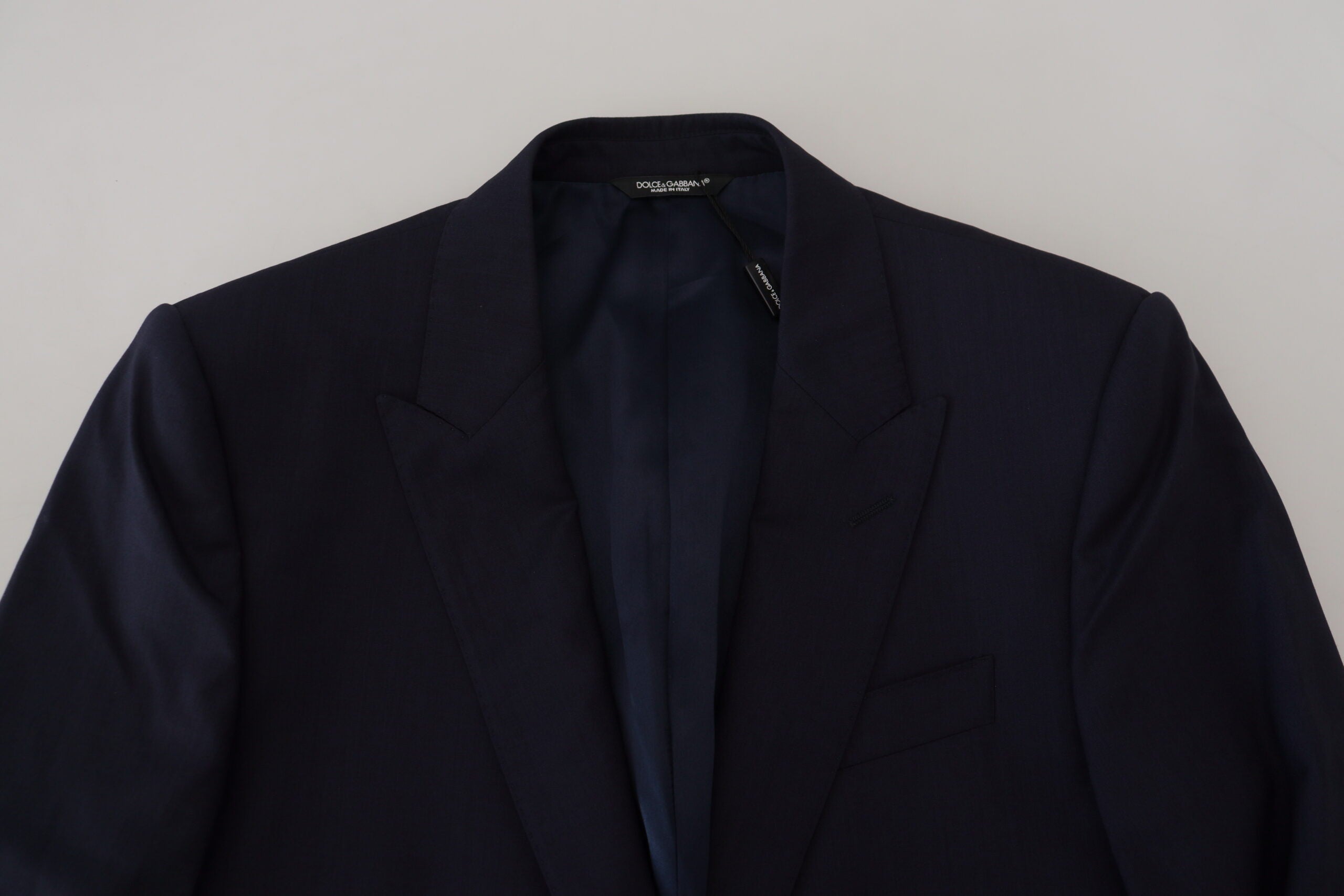 Dolce & Gabbana Blue Wool Slim Fit Formal Coat Blazer Dolce & Gabbana