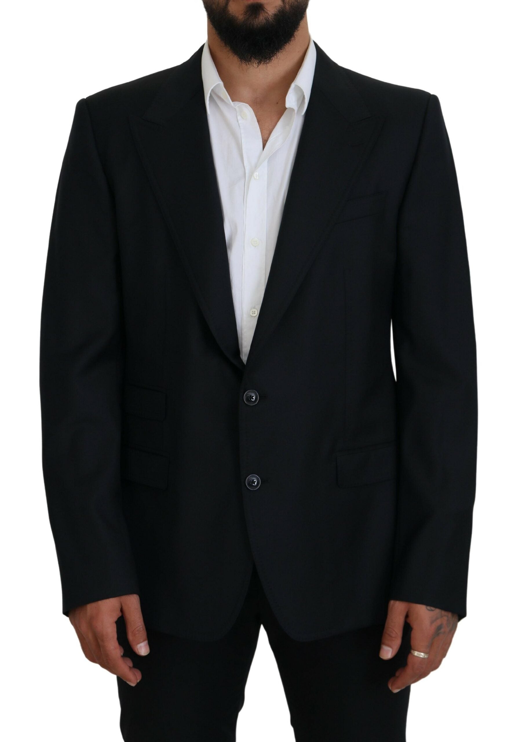 Dolce & Gabbana Dark Blue Wool Formal Sicilia Blazer Dolce & Gabbana