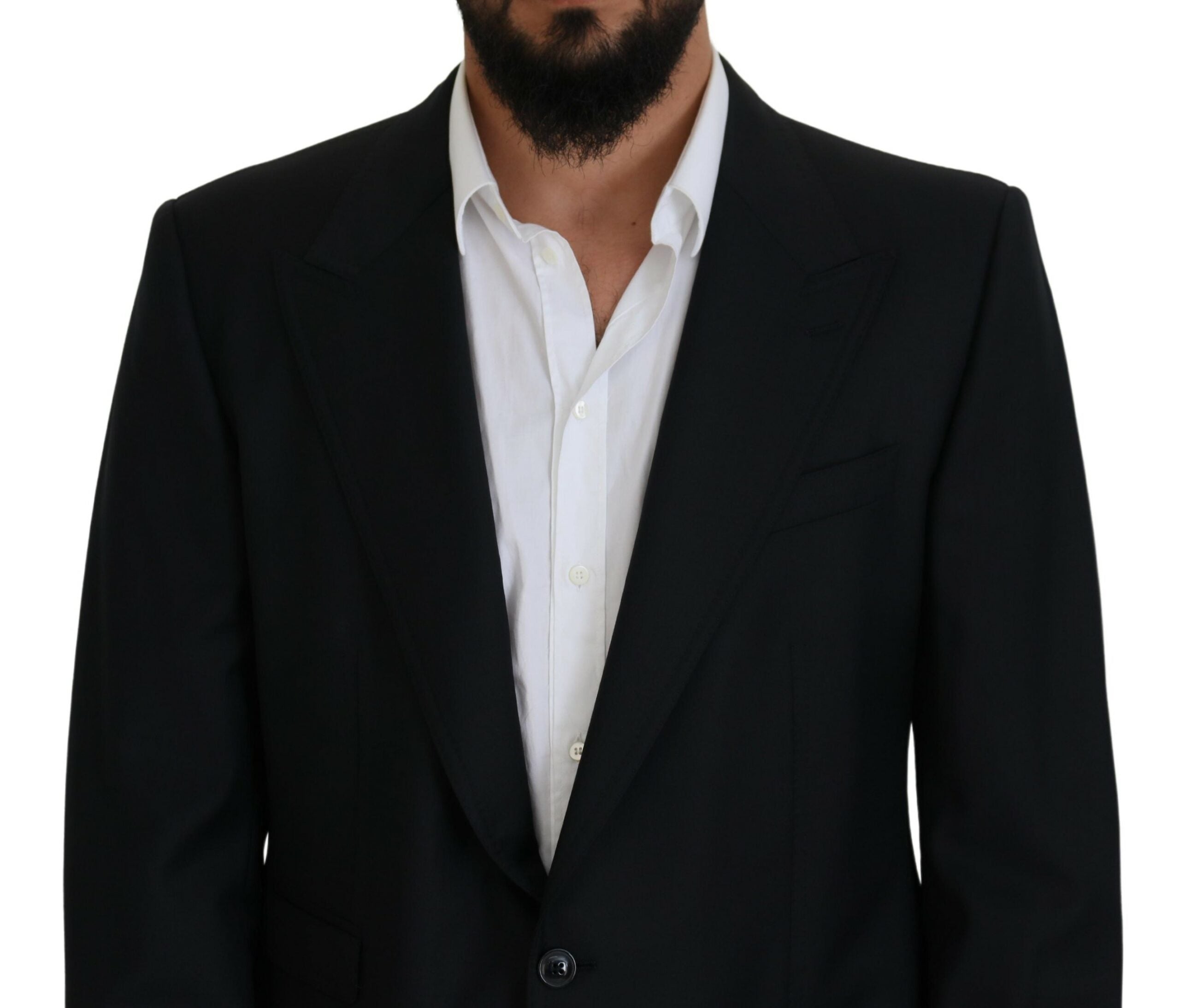 Dolce & Gabbana Dark Blue Wool Formal Sicilia Blazer Dolce & Gabbana