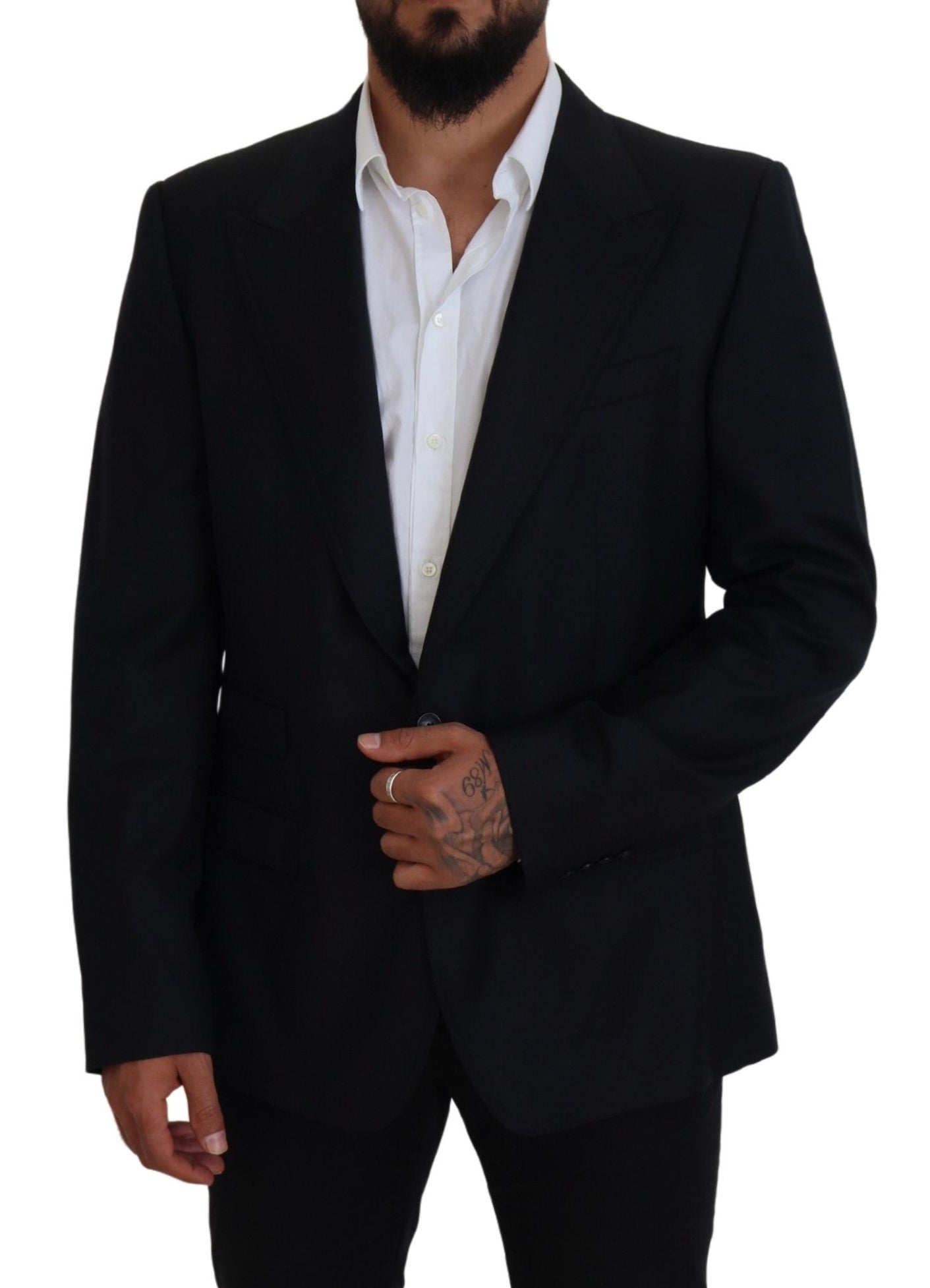 Dolce & Gabbana Dark Blue Wool Formal Sicilia Blazer Dolce & Gabbana