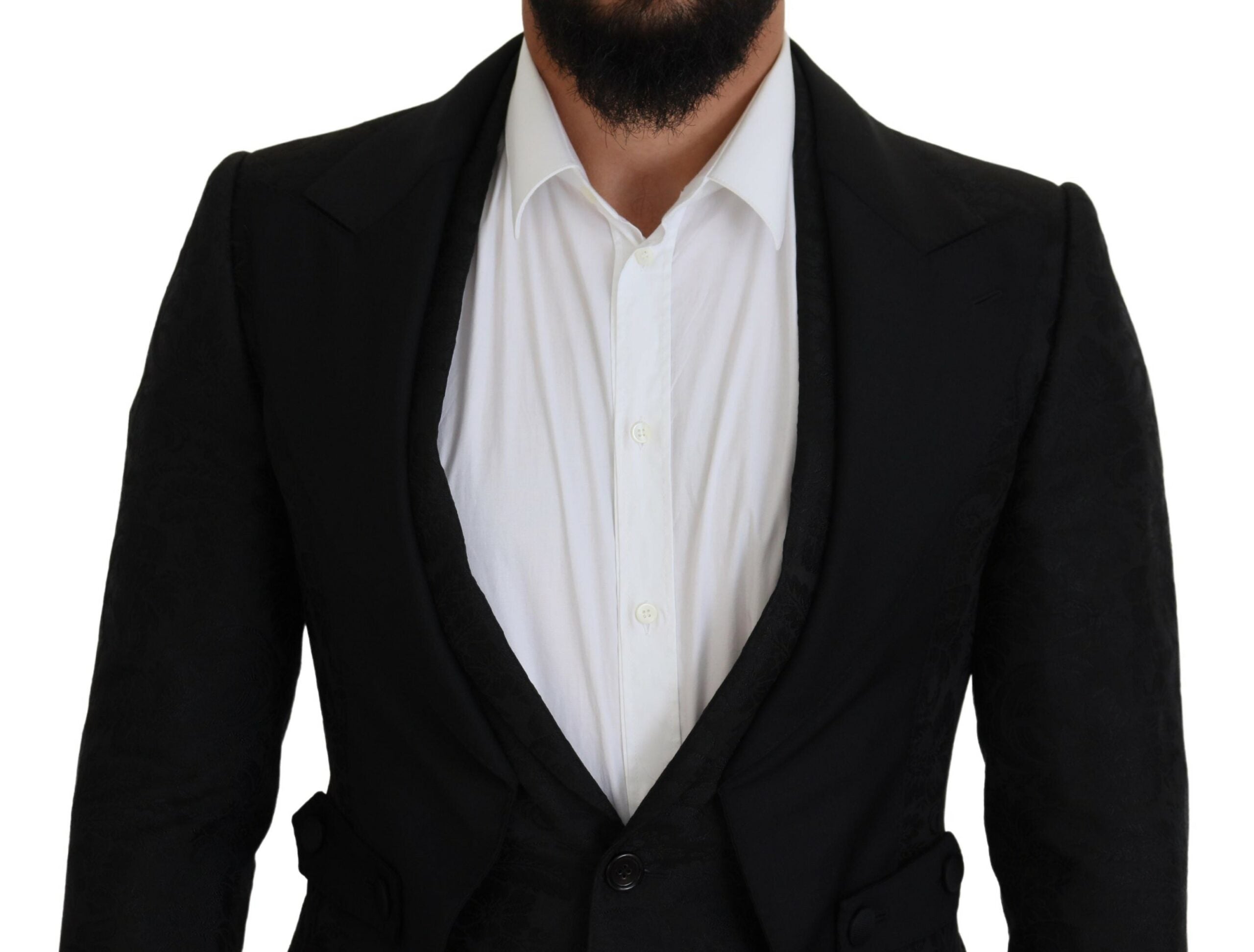 Dolce & Gabbana Black Polyester Men 2 Piece MARTINI Suit Dolce & Gabbana